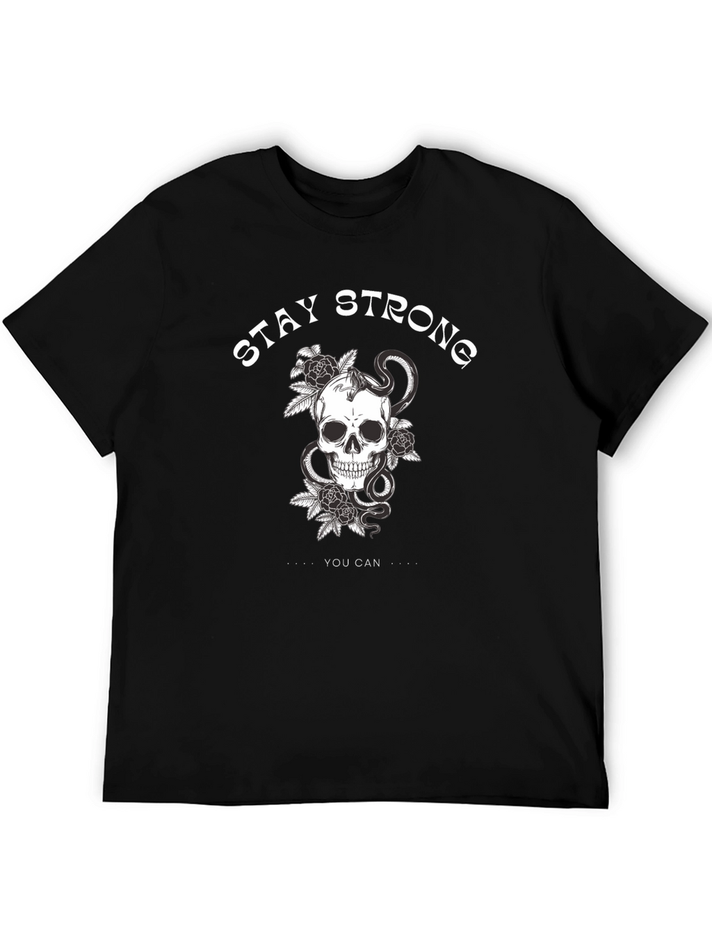 Stay Strong Skull Graphic Black T-Shirt