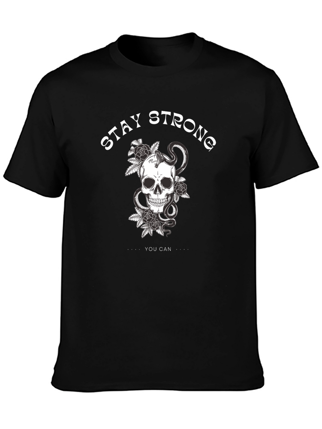 Stay Strong Skull Graphic Black T-Shirt