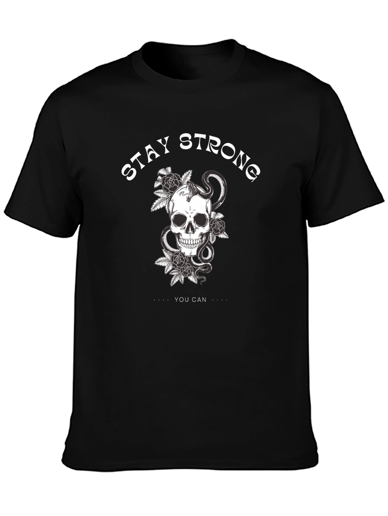 Stay Strong Skull Graphic Black T-Shirt