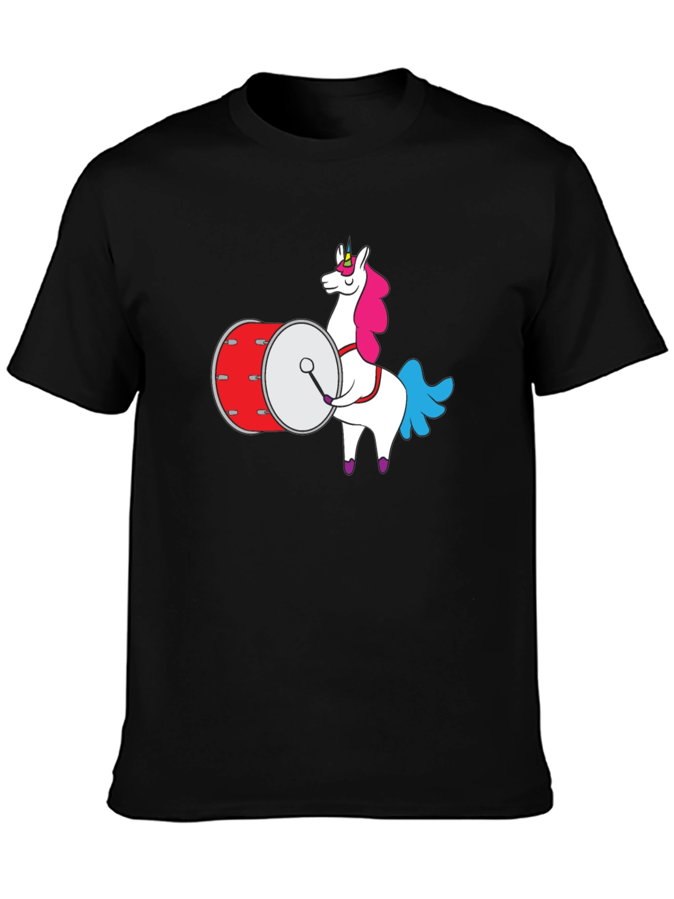 Unicorn Drummer T-Shirt - Black Graphic Tee