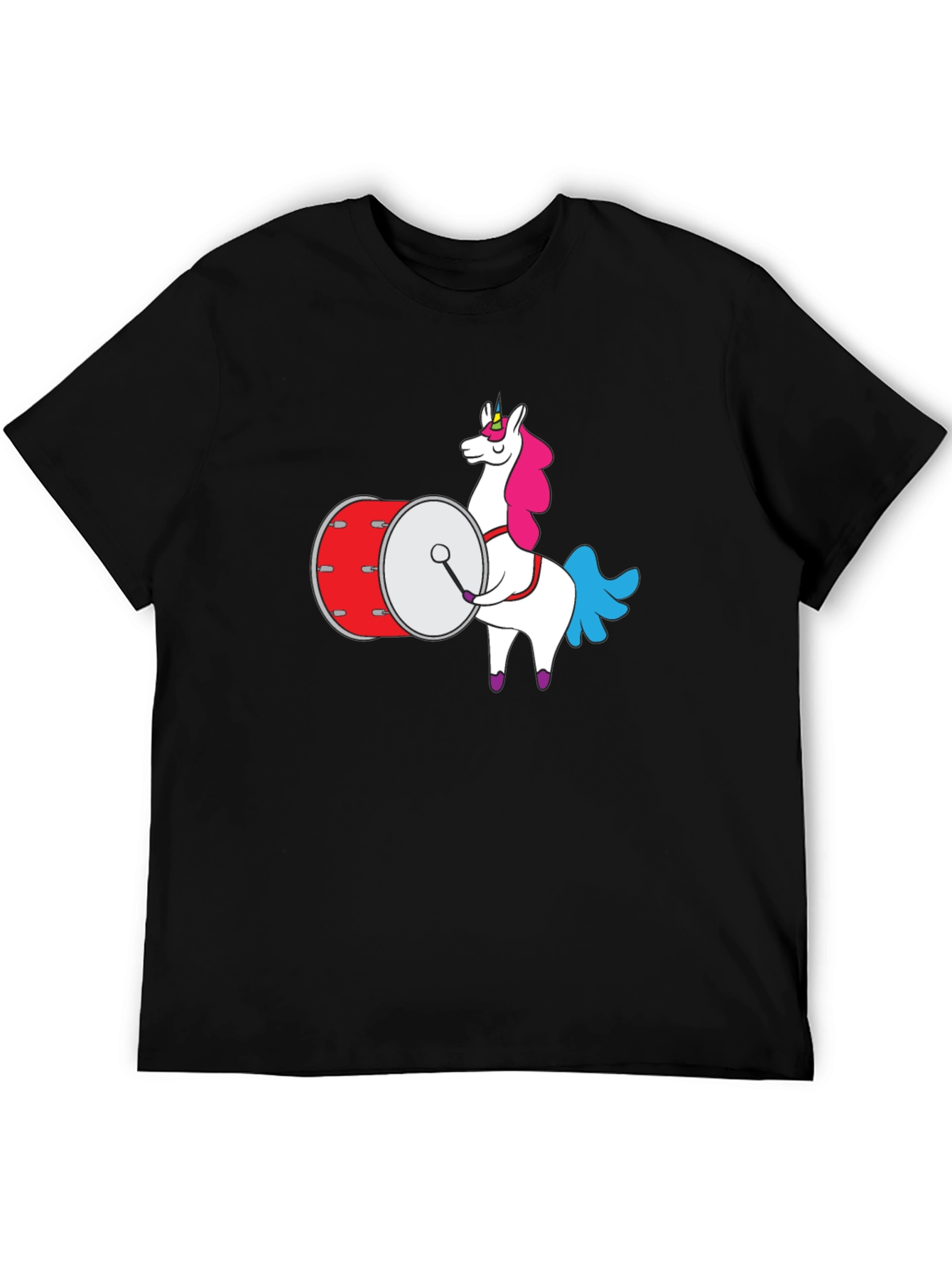 Unicorn Drummer T-Shirt - Black Graphic Tee