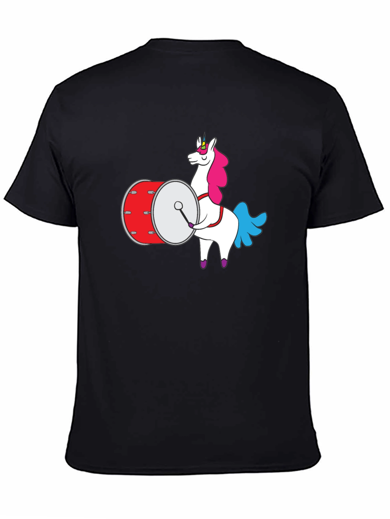 Unicorn Drummer T-Shirt - Black Graphic Tee