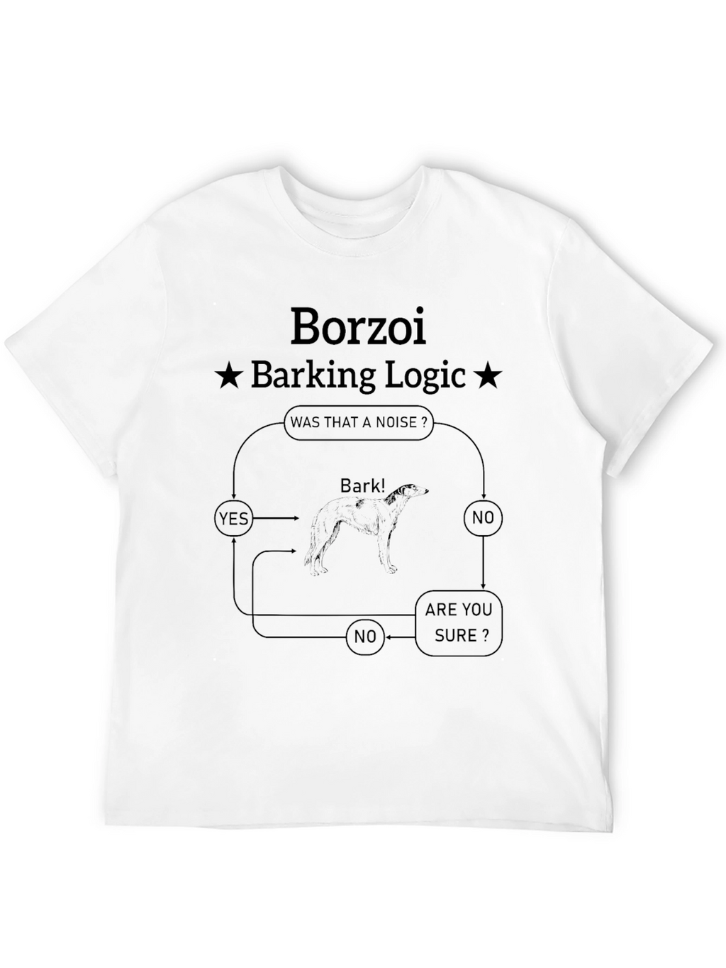 Borzoi Barking Logic Black T-Shirt