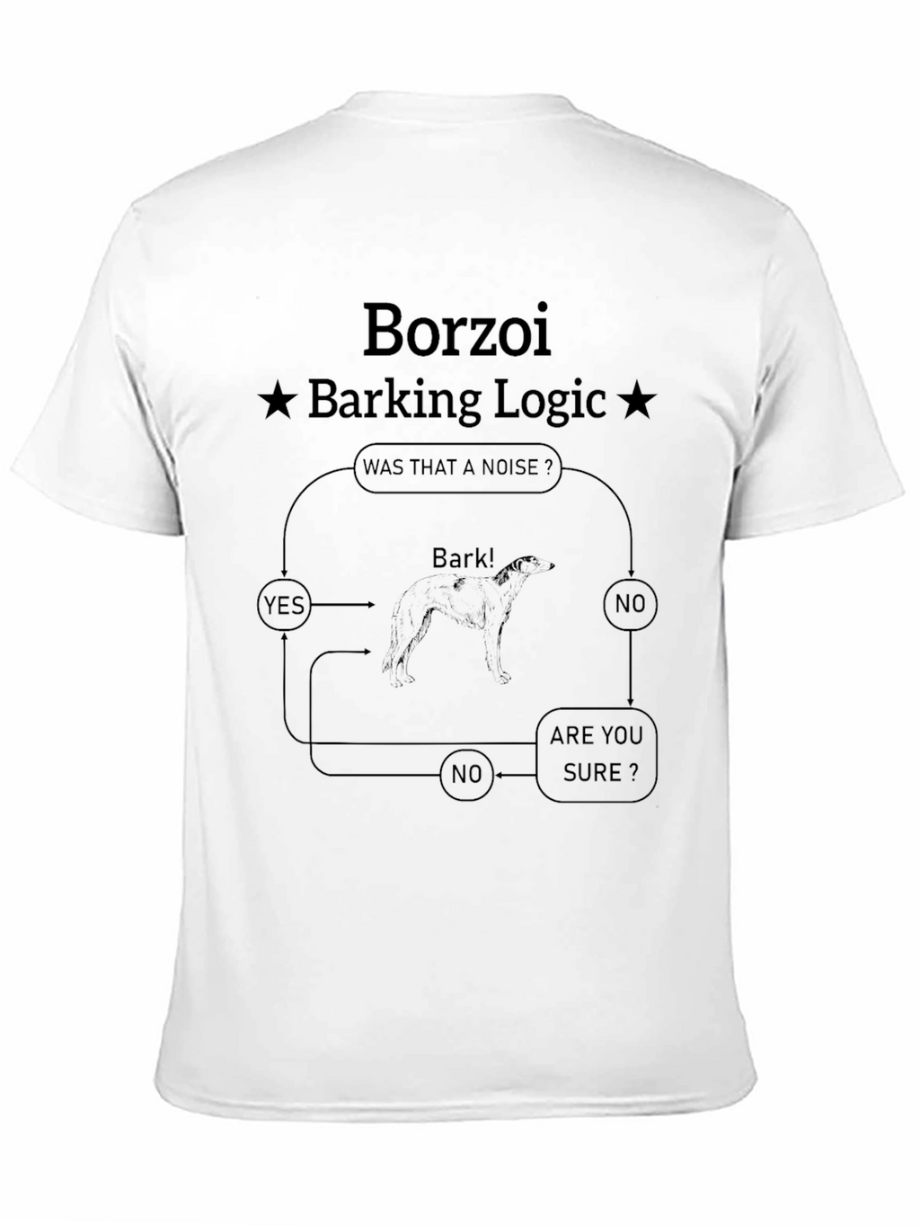 Borzoi Barking Logic Black T-Shirt