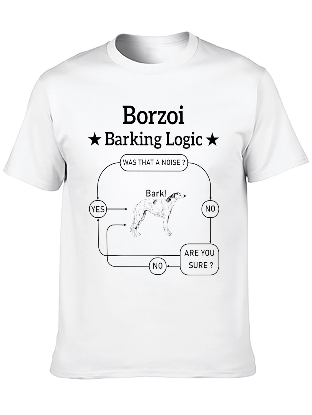 Borzoi Barking Logic Black T-Shirt