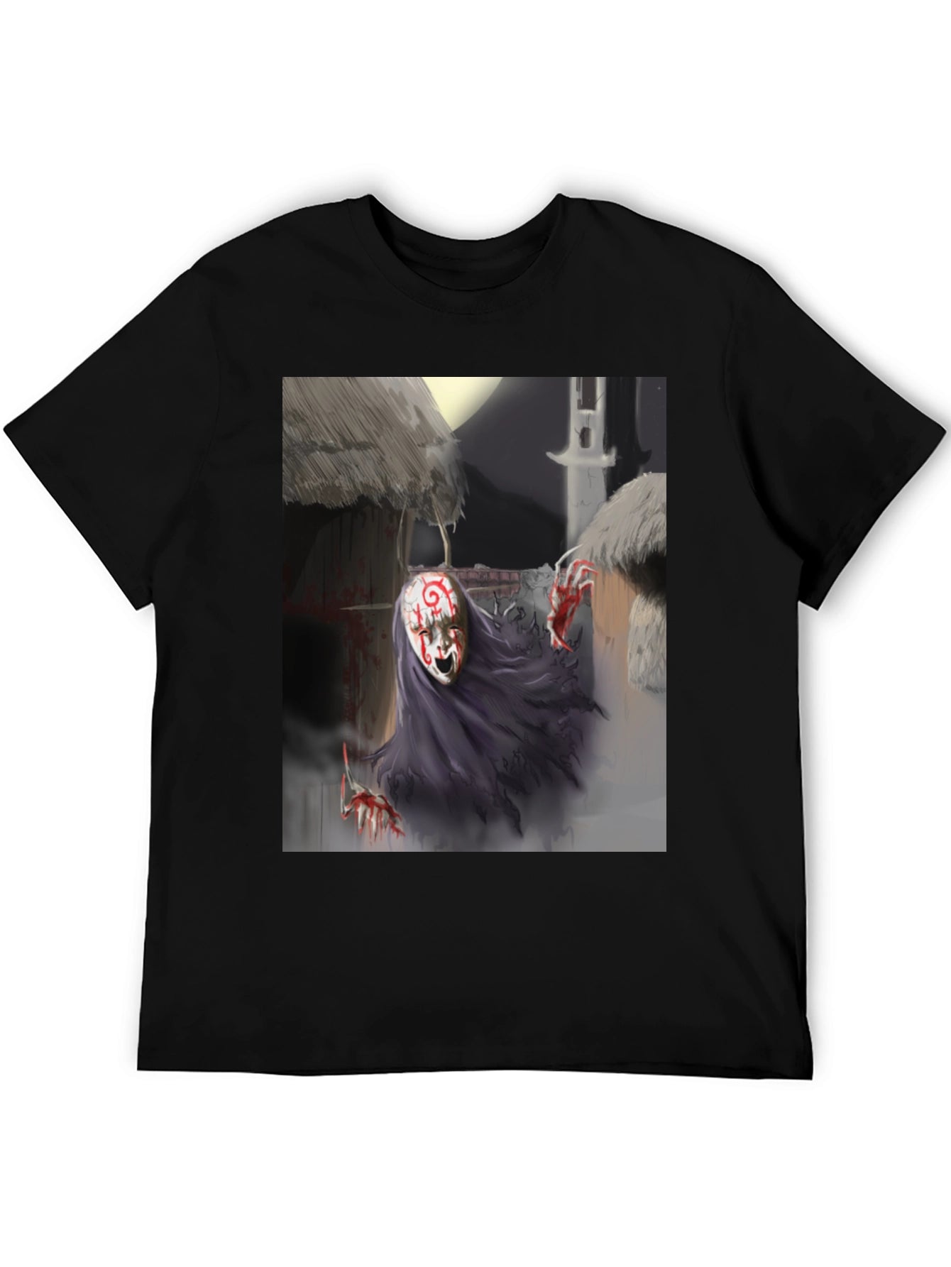 Masked Horror Tee - Dark Fantasy Graphic T-Shirt