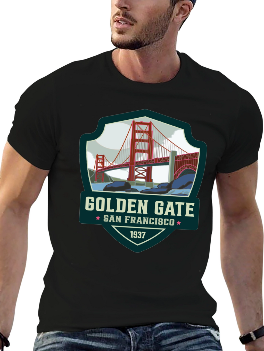 Golden Gate San Francisco Black T-Shirt