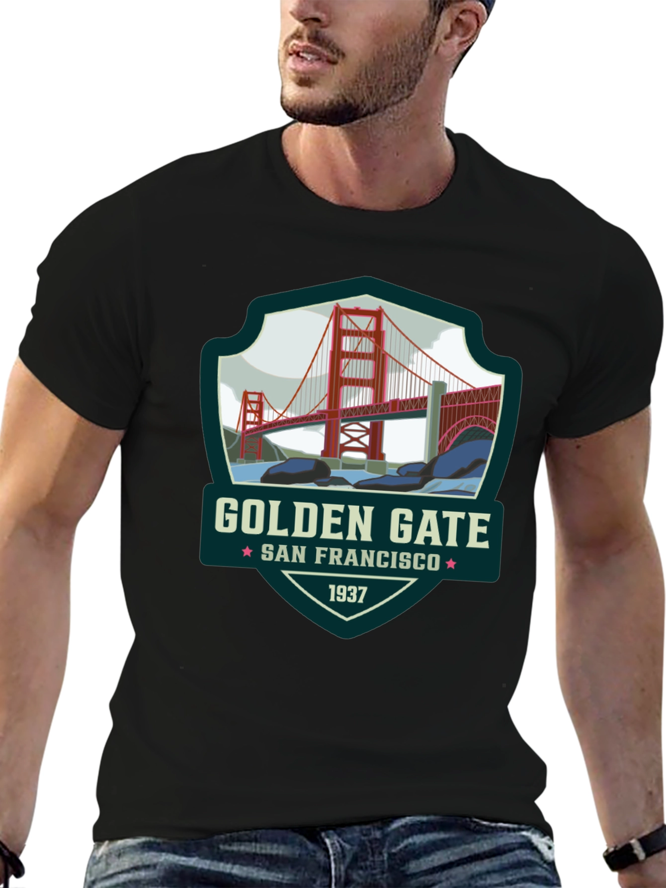 Golden Gate San Francisco Black T-Shirt