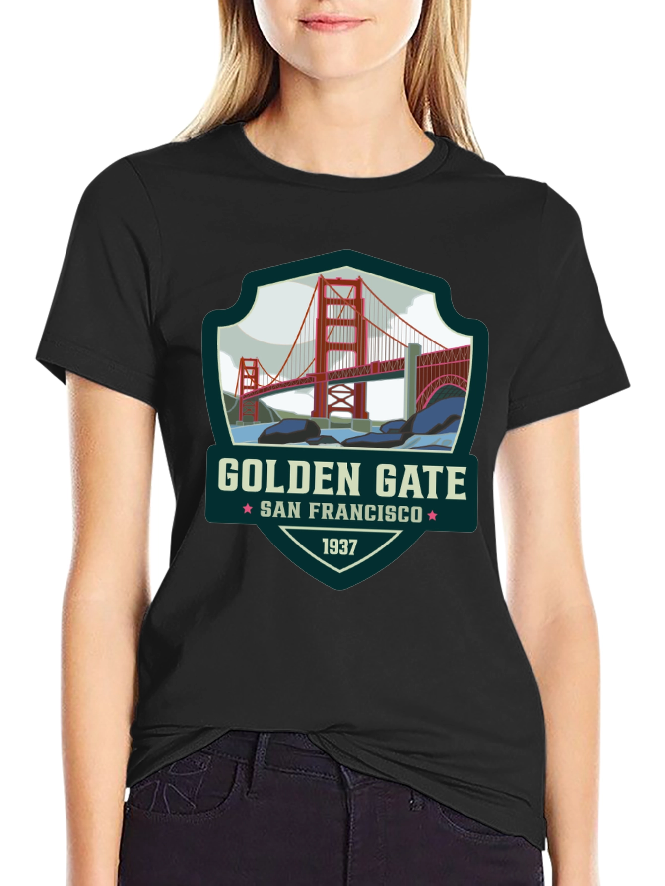 Golden Gate San Francisco Black T-Shirt