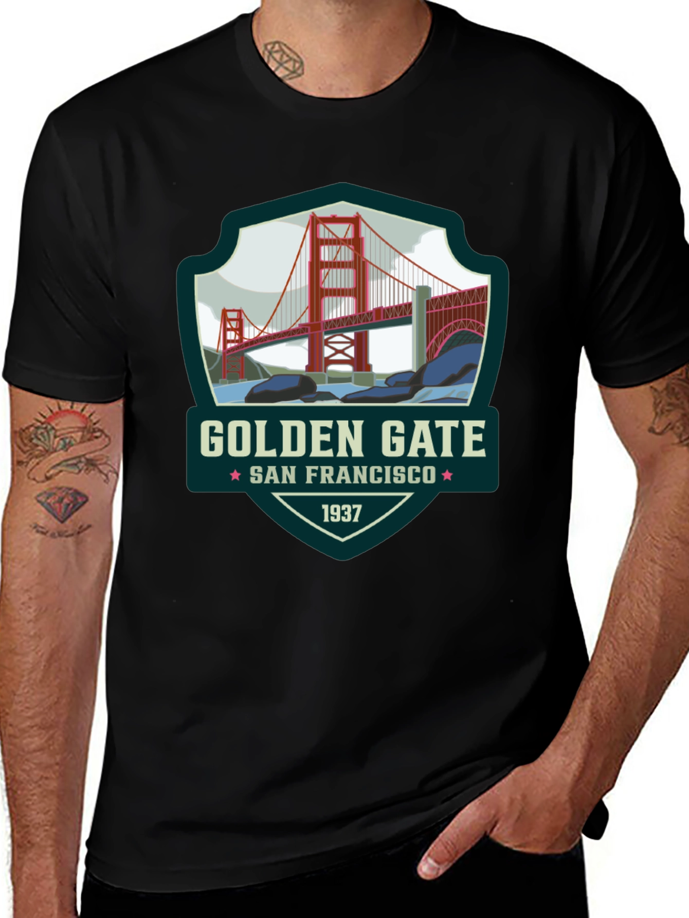 Golden Gate San Francisco Black T-Shirt