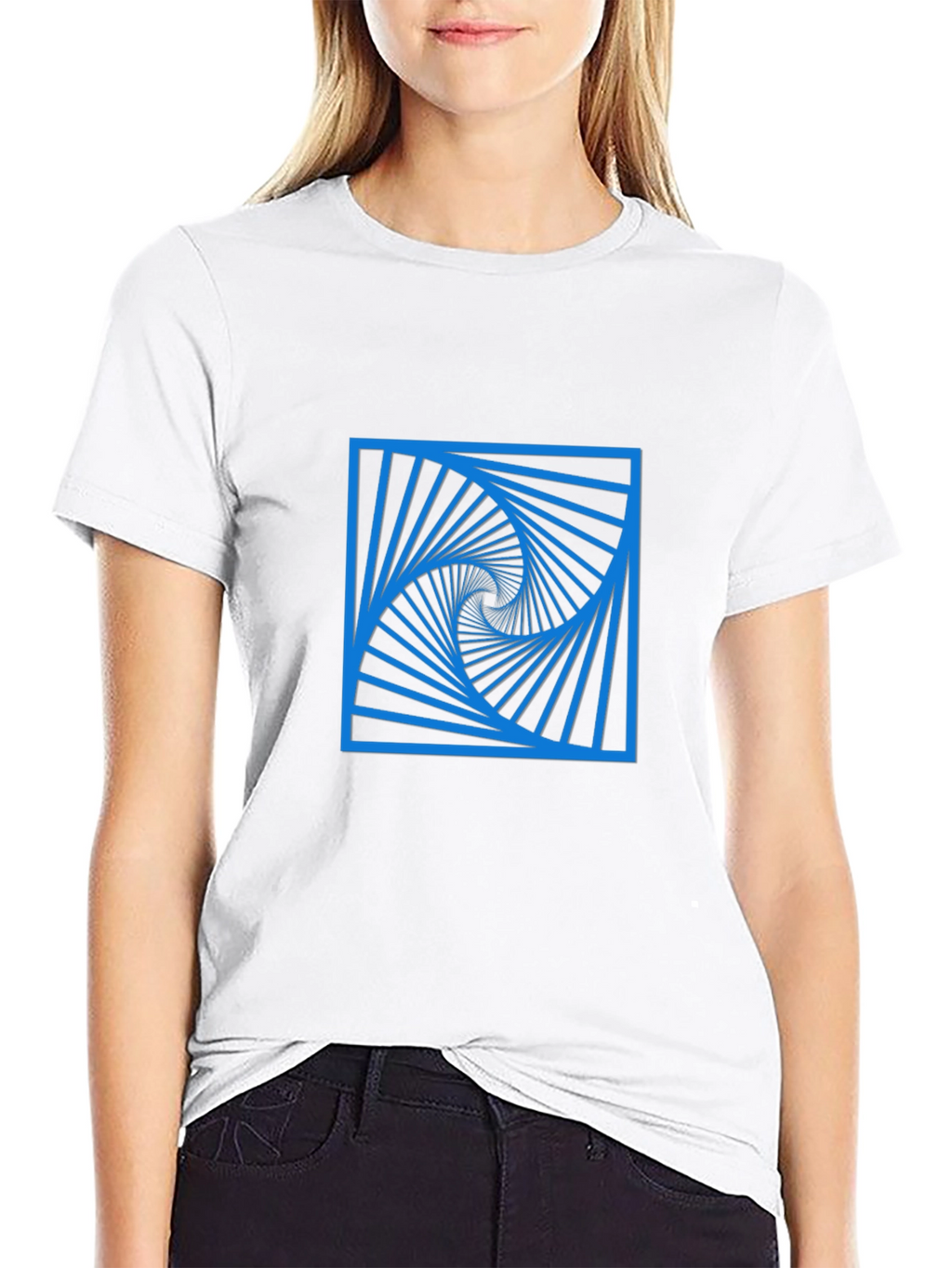 Geometric Spiral Design Black T-Shirt