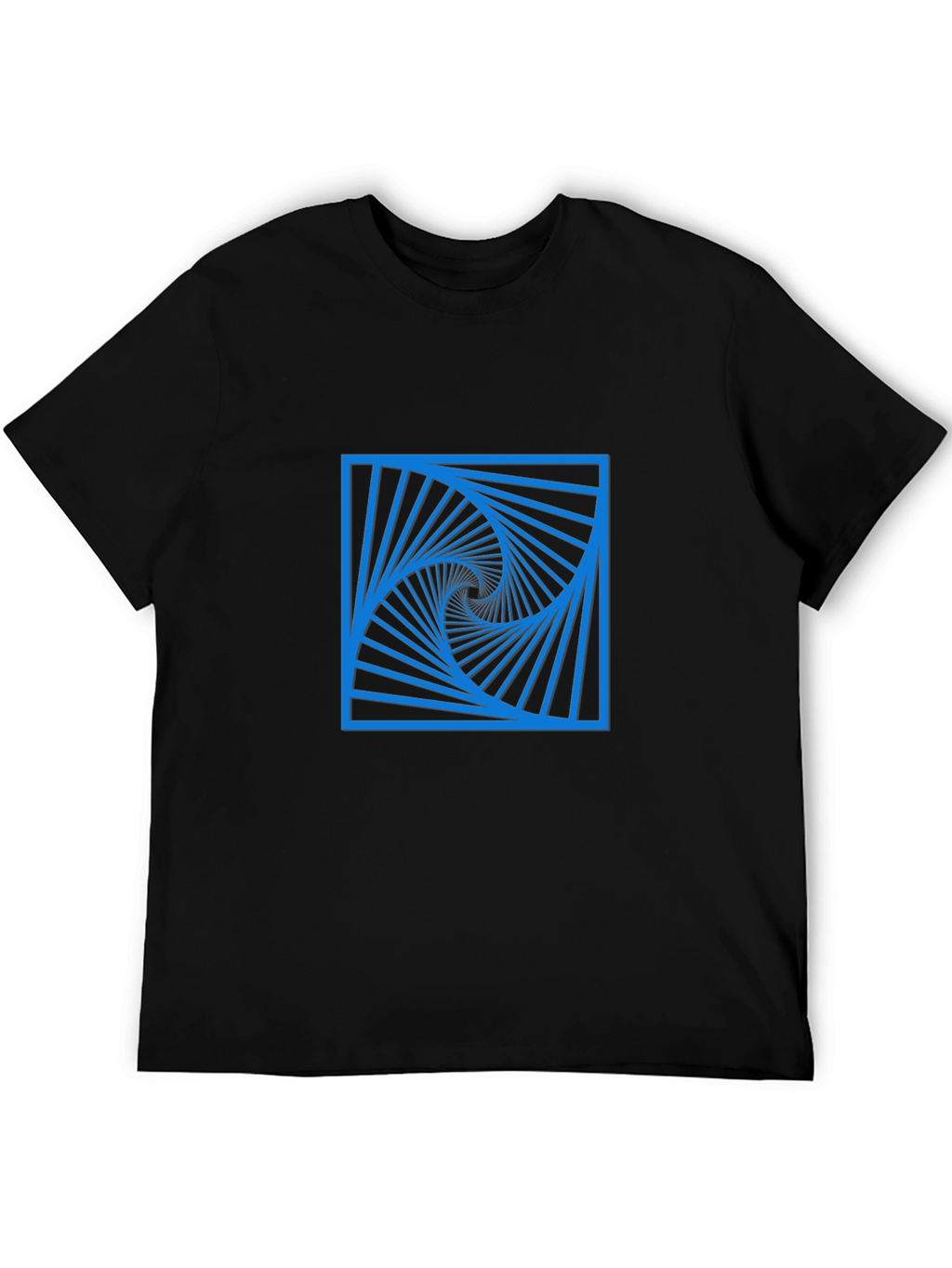 Geometric Spiral Design Black T-Shirt
