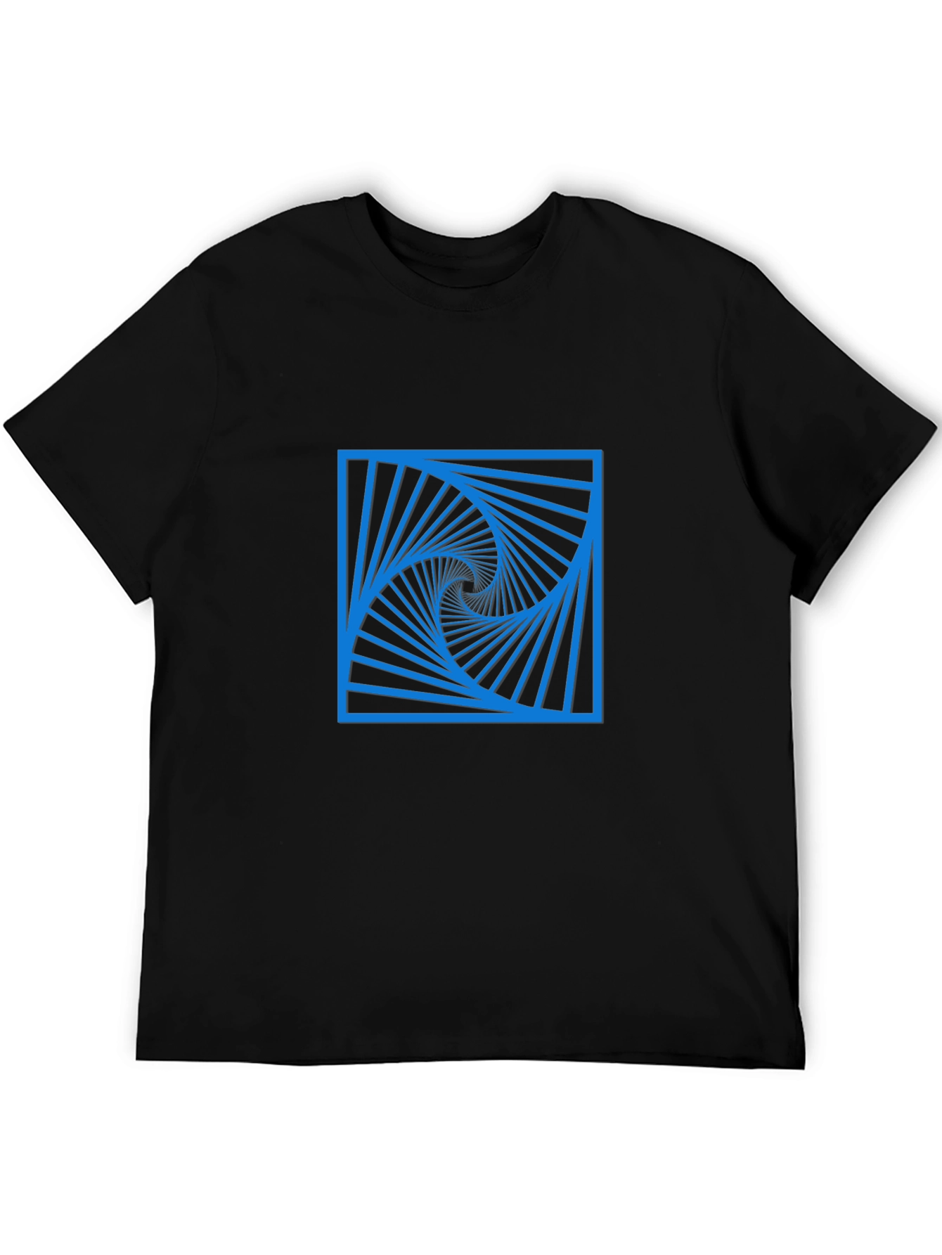 Geometric Spiral Design Black T-Shirt