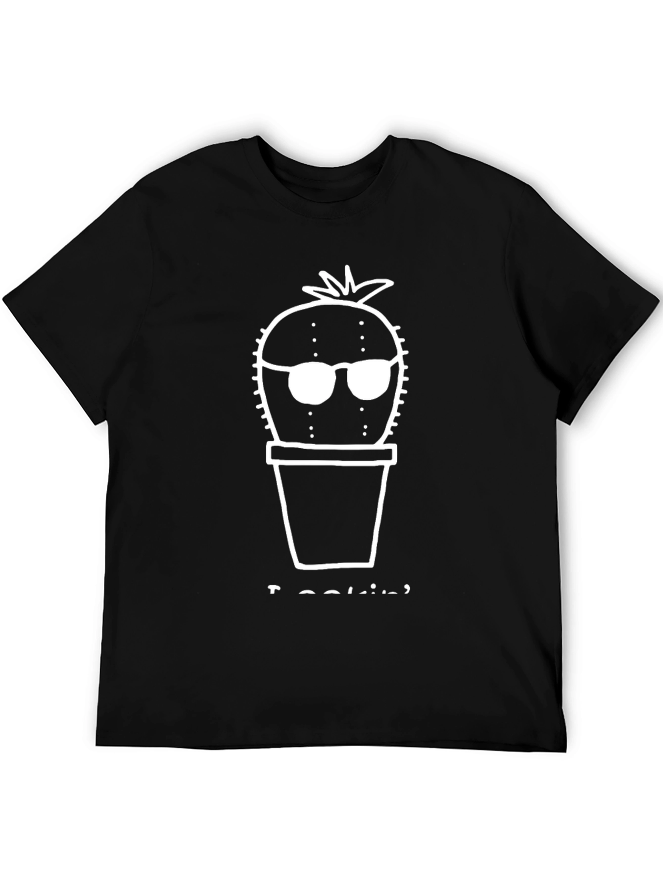 Cool Cactus Graphic Tee - Black Cotton T-Shirt