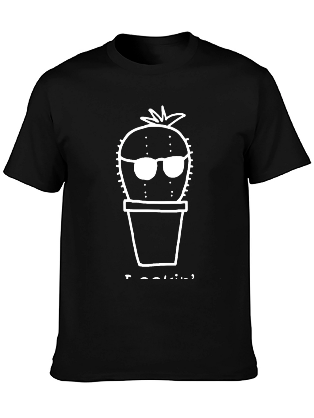 Cool Cactus Graphic Tee - Black Cotton T-Shirt