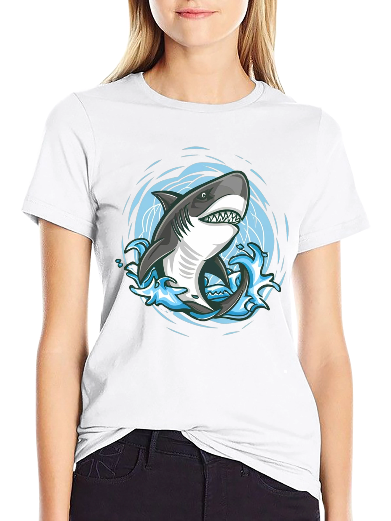 Shark Graphic T-Shirt - Black Cotton Tee