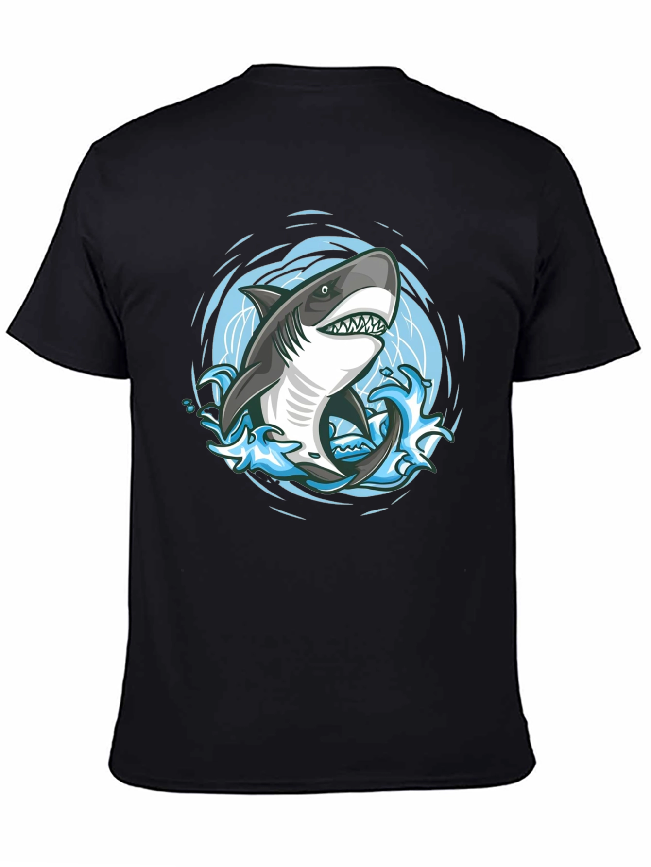 Shark Graphic T-Shirt - Black Cotton Tee