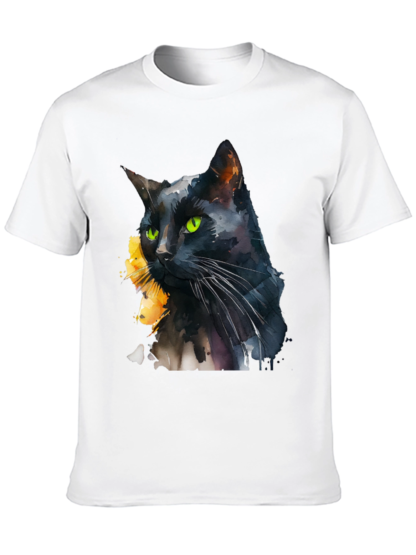 Black Cat Watercolor Graphic T-Shirt