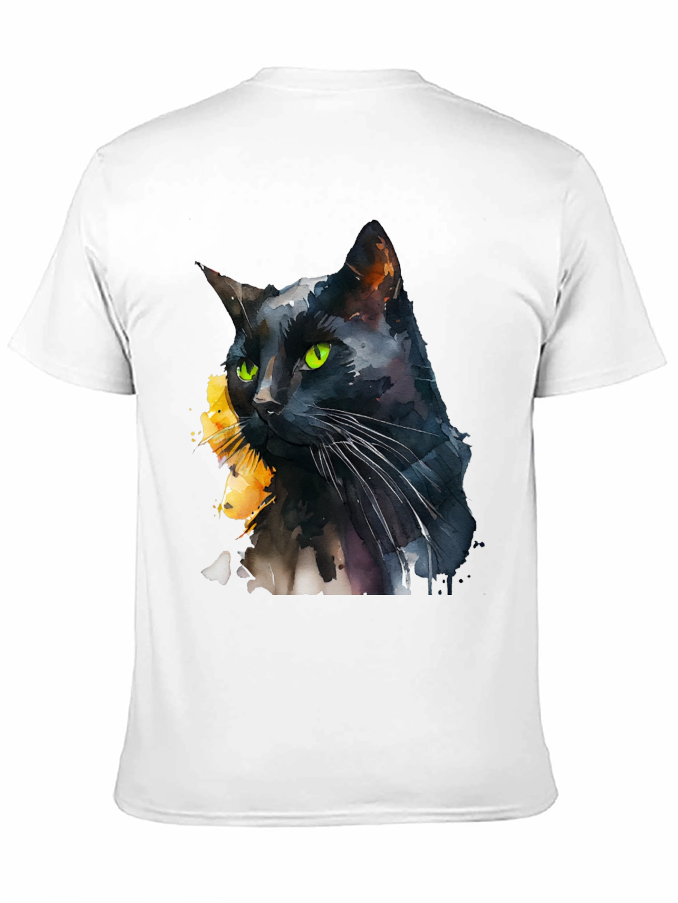 Black Cat Watercolor Graphic T-Shirt