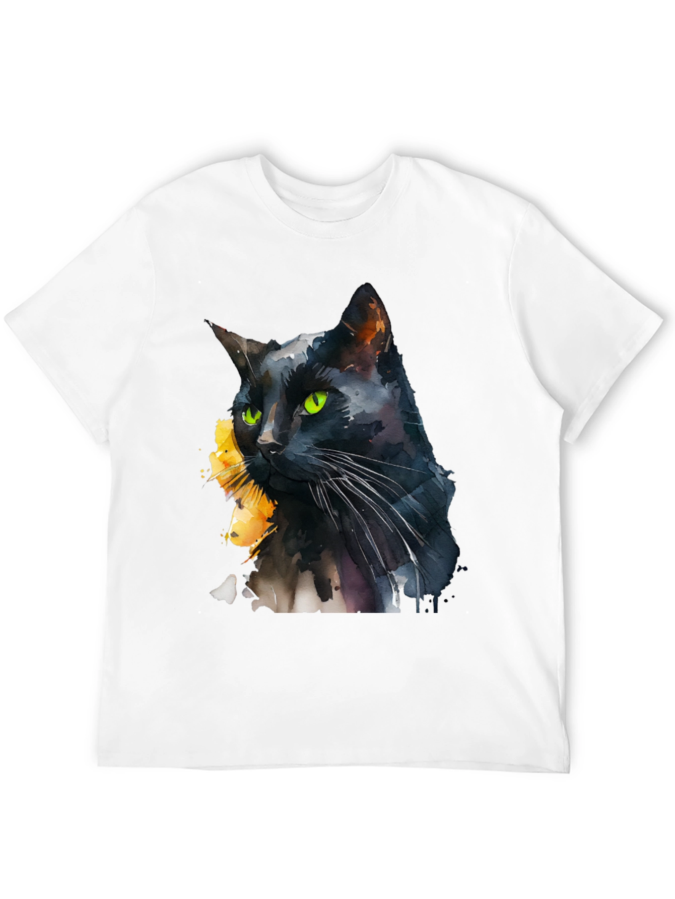 Black Cat Watercolor Graphic T-Shirt