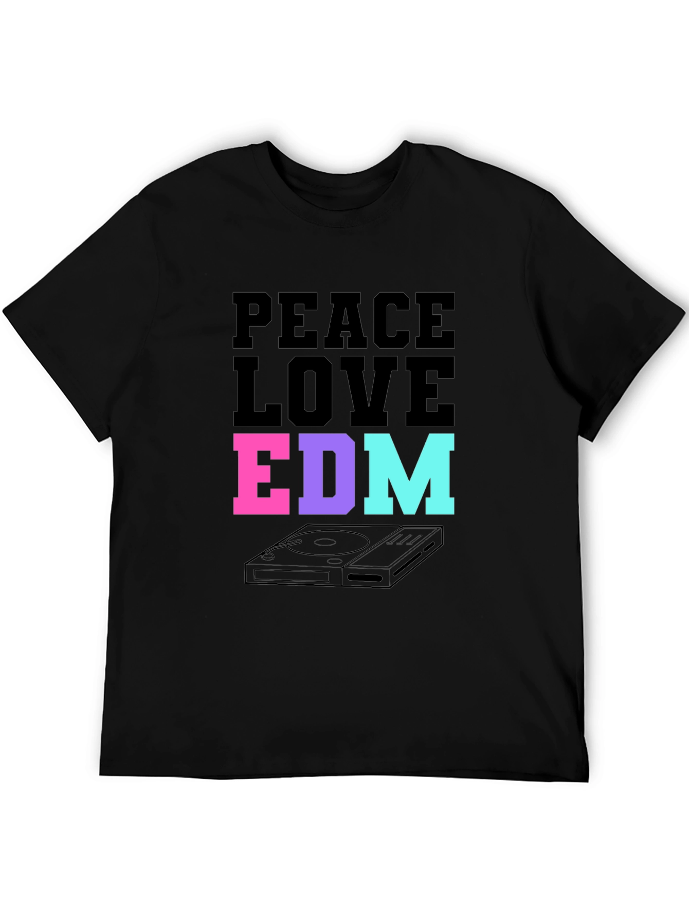 Peace Love EDM T-Shirt Black Music Rave Graphic Tee