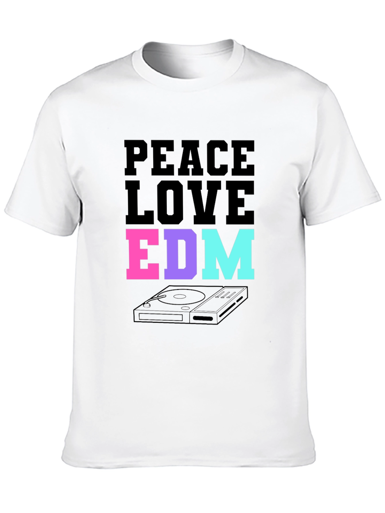 Peace Love EDM T-Shirt Black Music Rave Graphic Tee