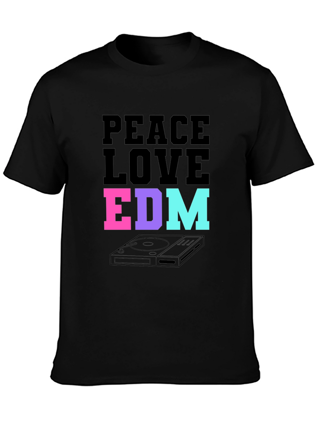 Peace Love EDM T-Shirt Black Music Rave Graphic Tee