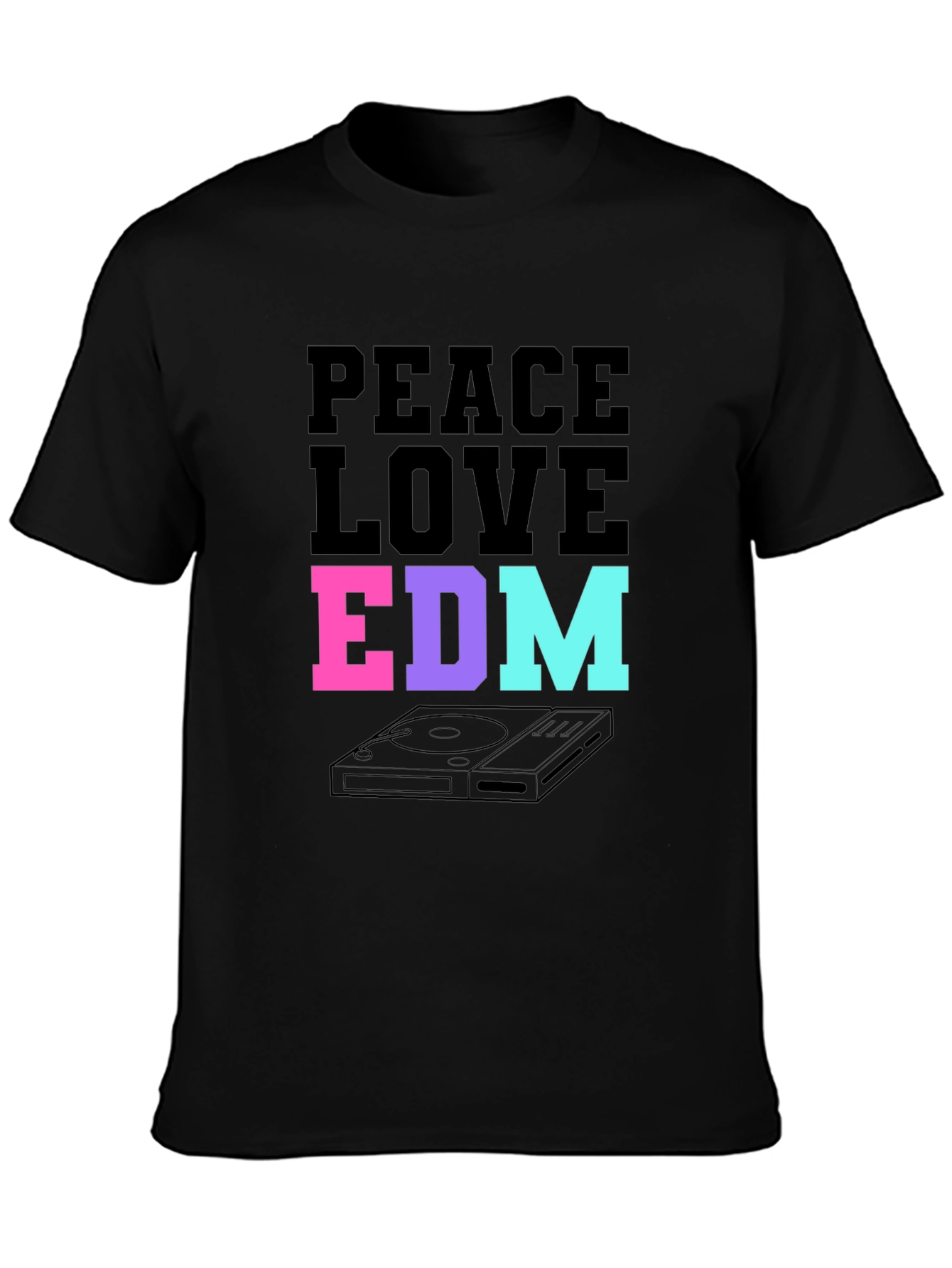 Peace Love EDM T-Shirt Black Music Rave Graphic Tee
