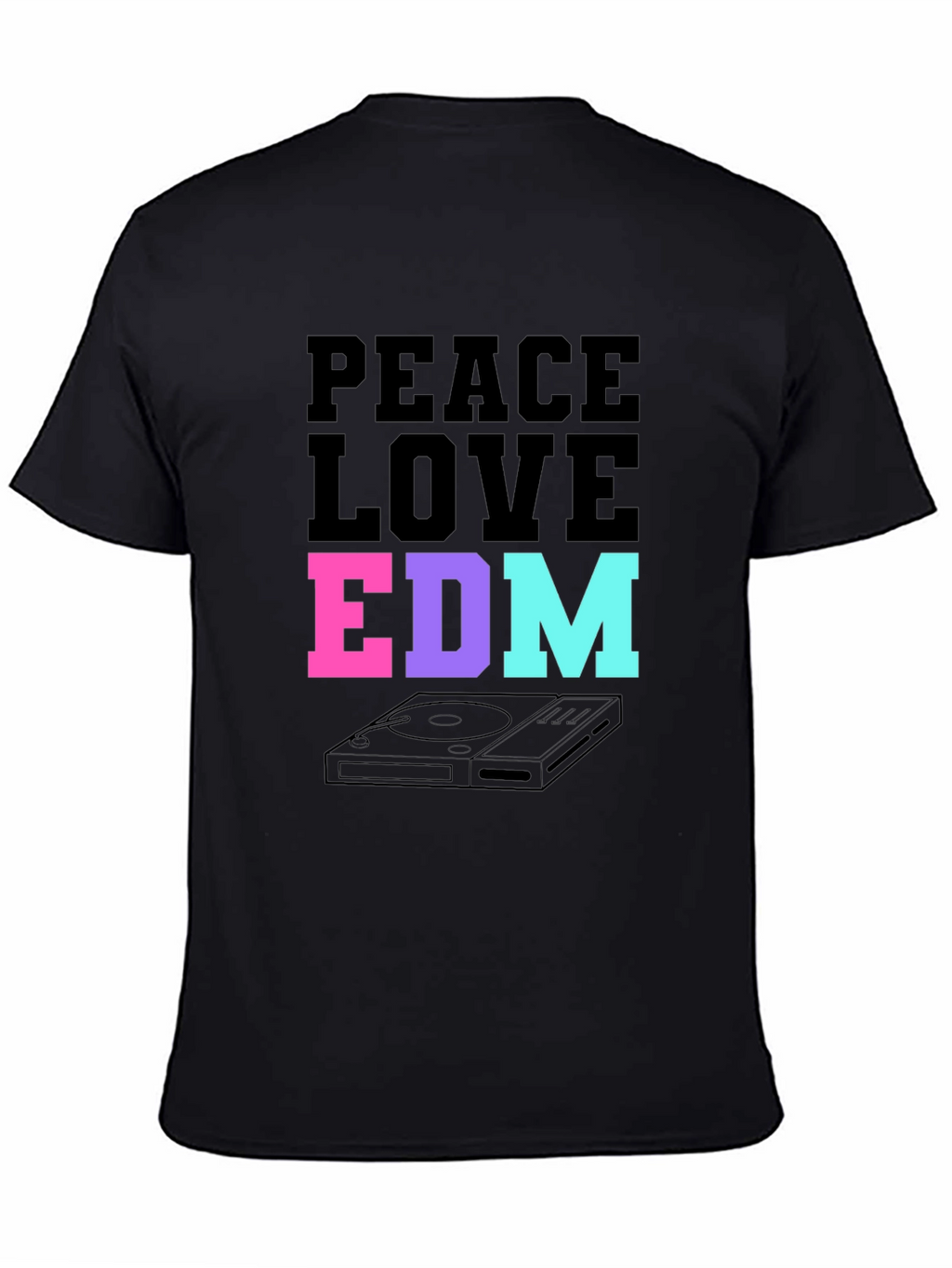 Peace Love EDM T-Shirt Black Music Rave Graphic Tee