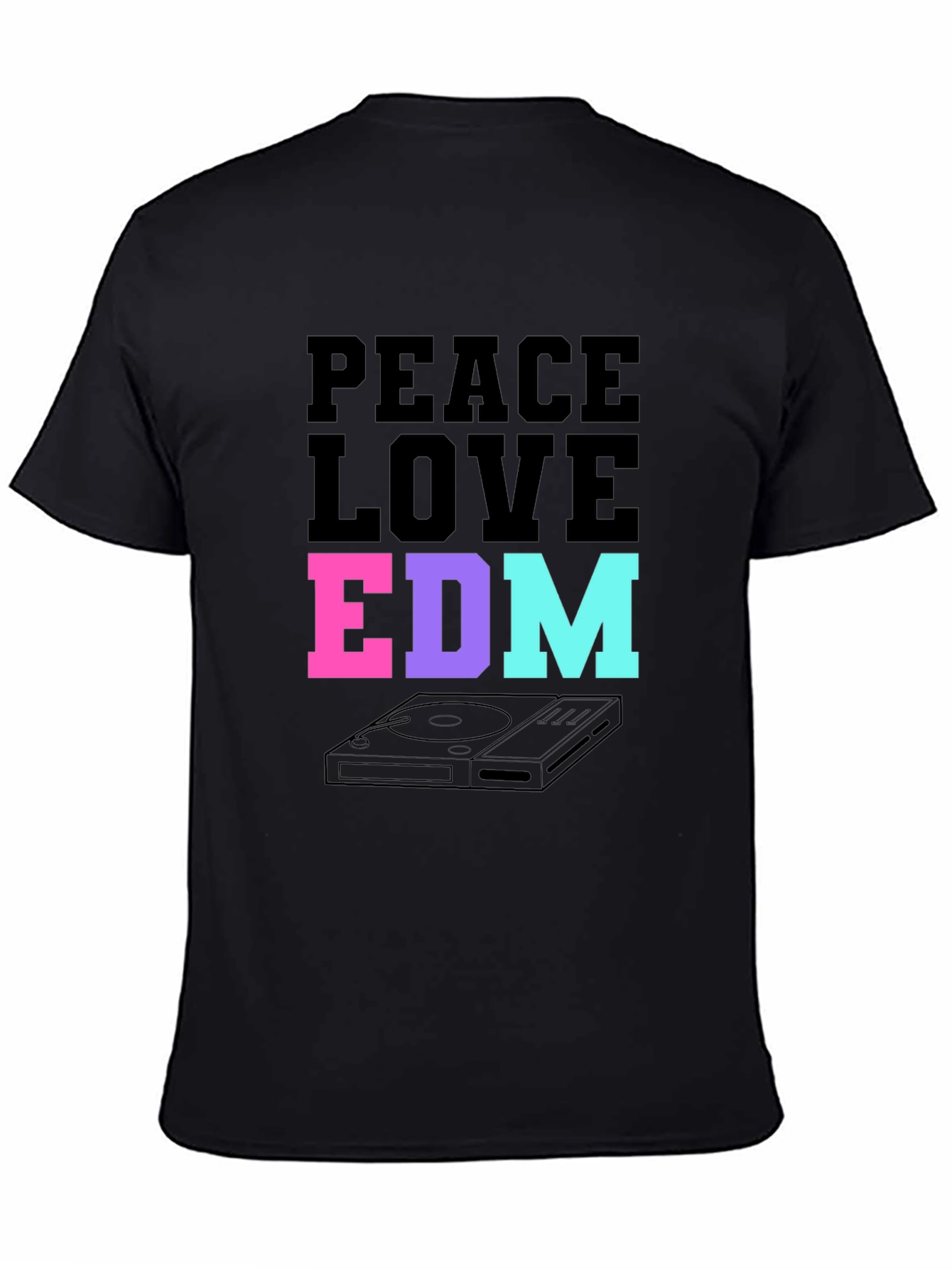 Peace Love EDM T-Shirt Black Music Rave Graphic Tee