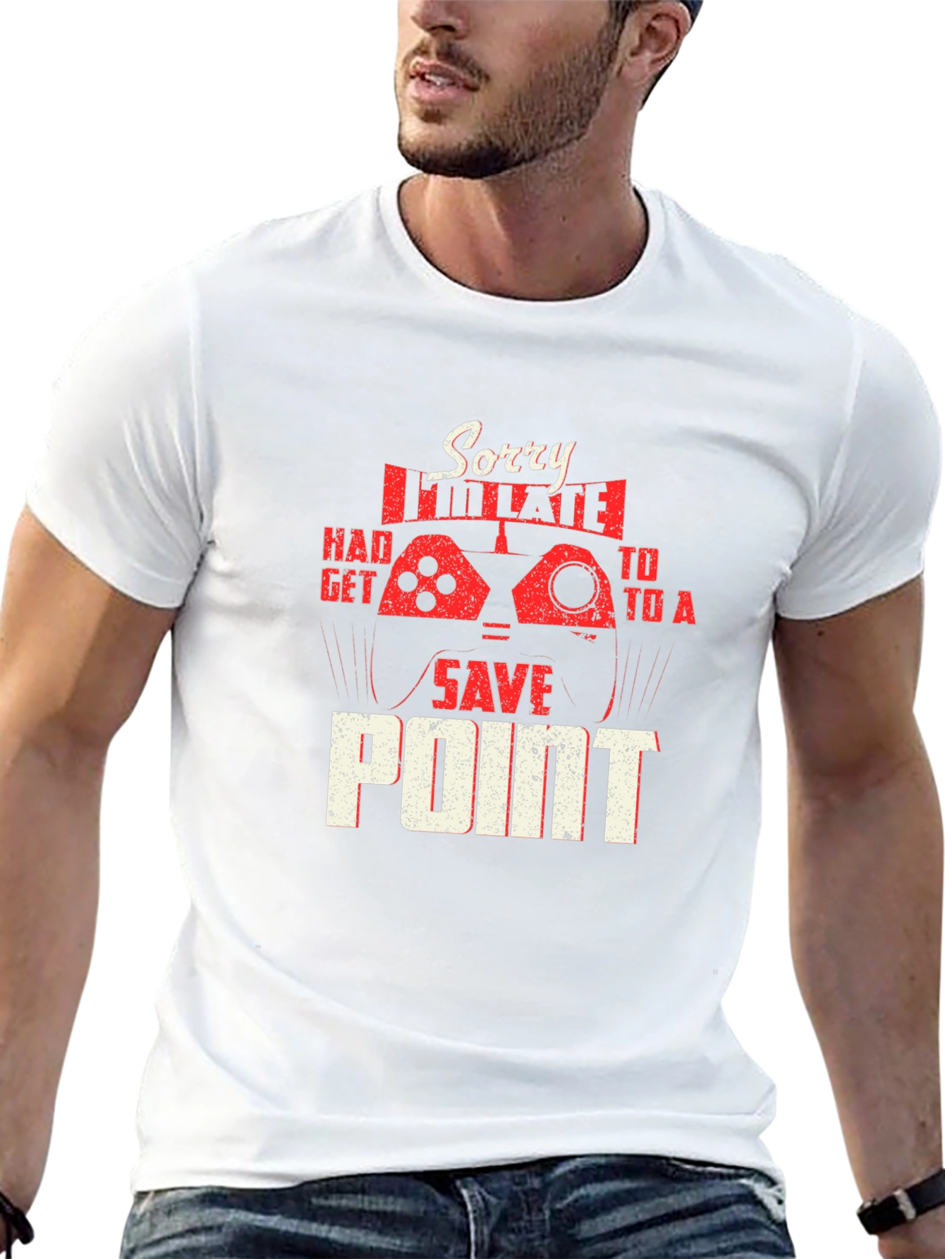 Gamer T-Shirt: Sorry Im Late Save Point