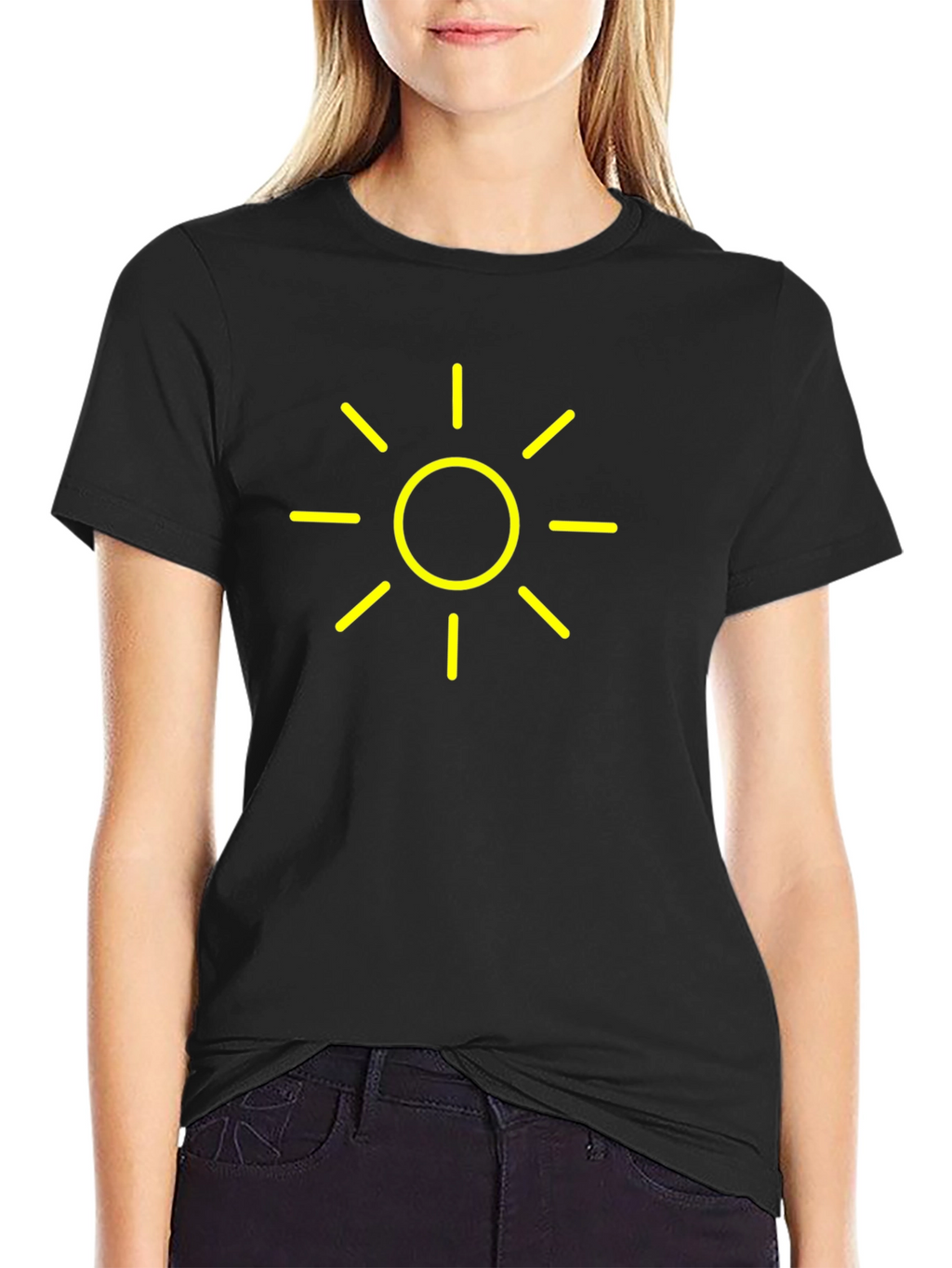 Black T-Shirt with Yellow Sun Graphic