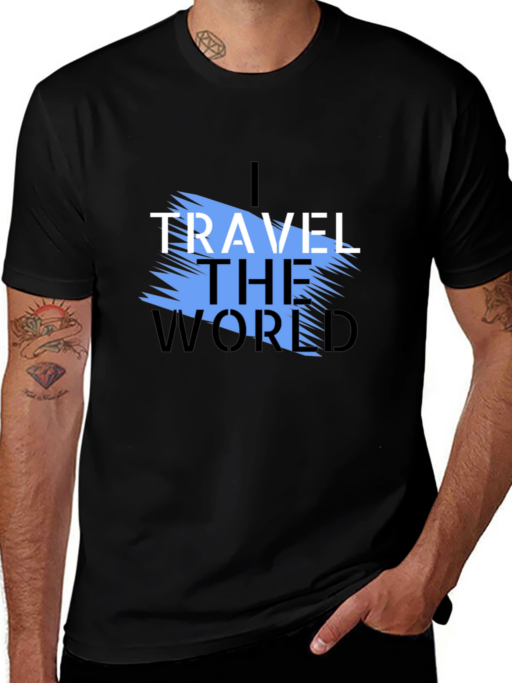 I Travel the World Graphic T-Shirt - Black