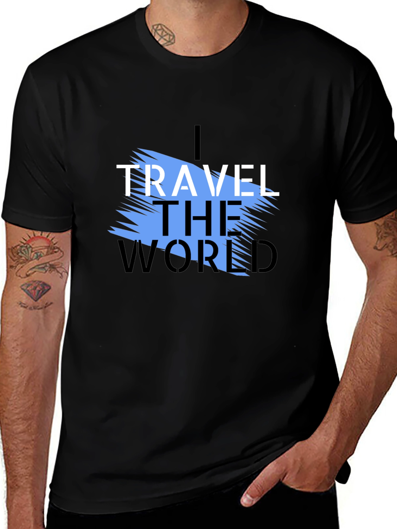 I Travel the World Graphic T-Shirt - Black