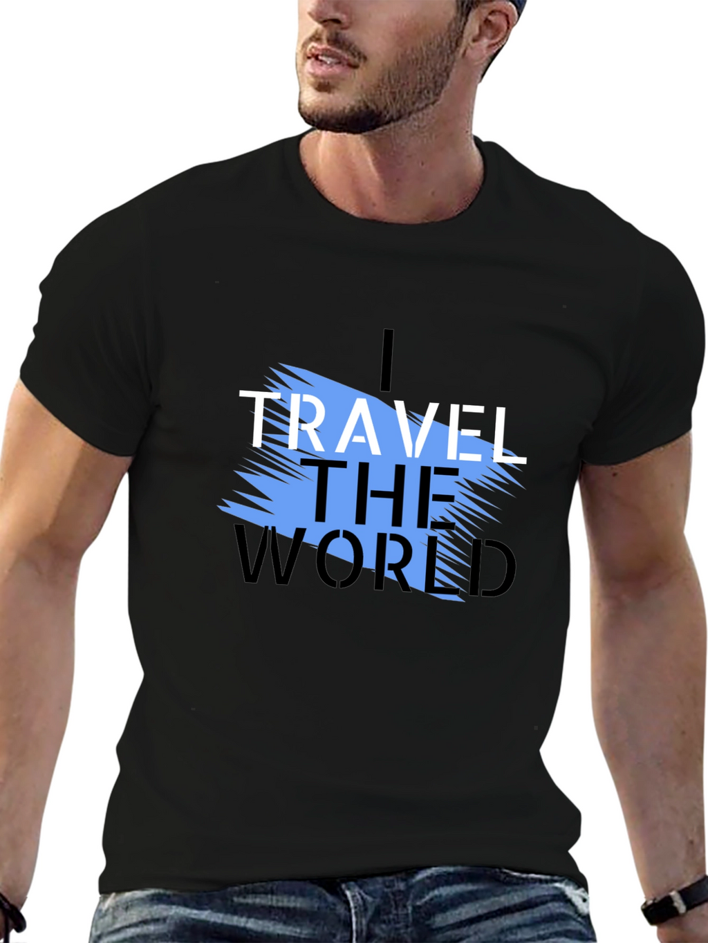 I Travel the World Graphic T-Shirt - Black