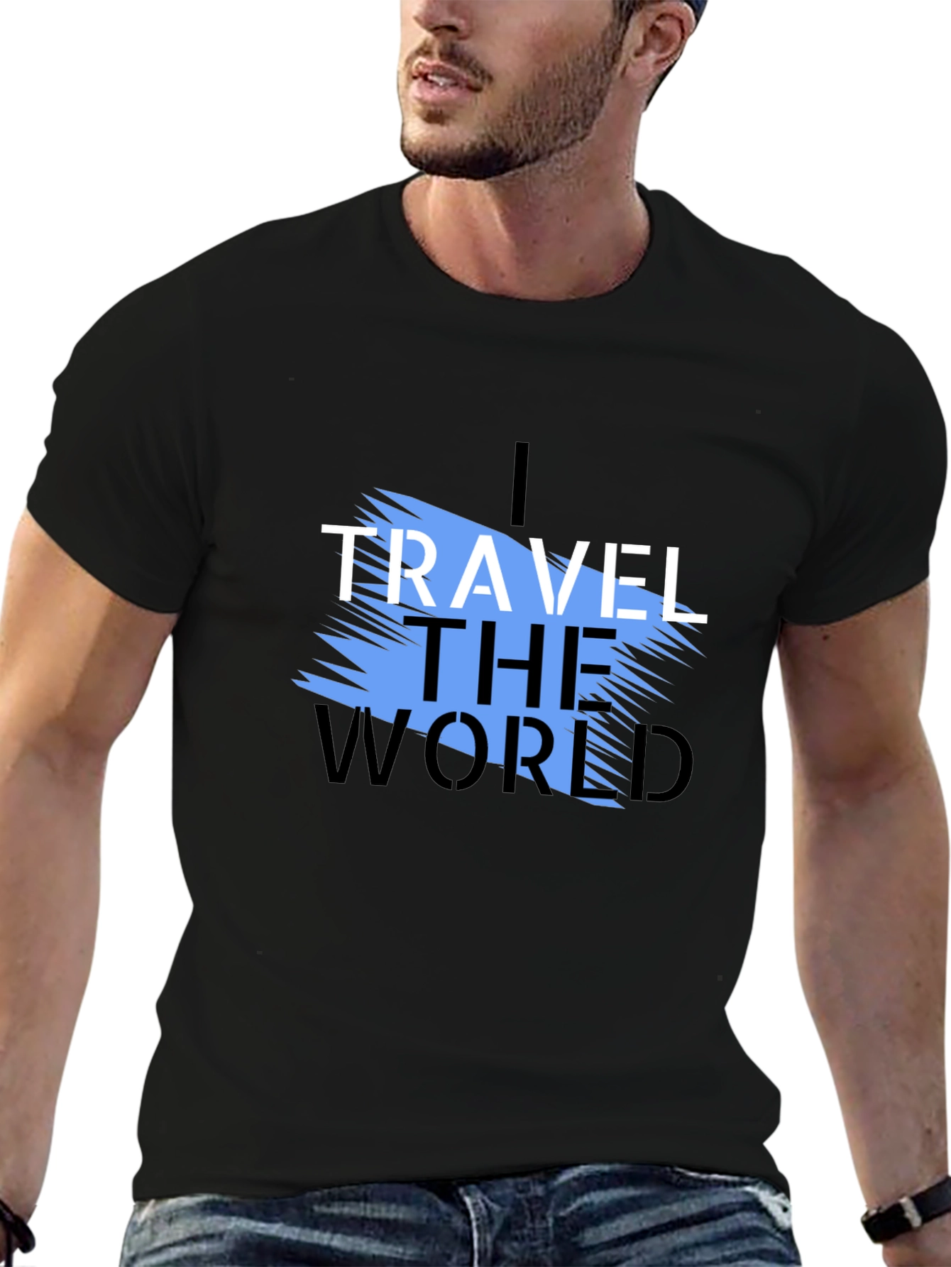 I Travel the World Graphic T-Shirt - Black
