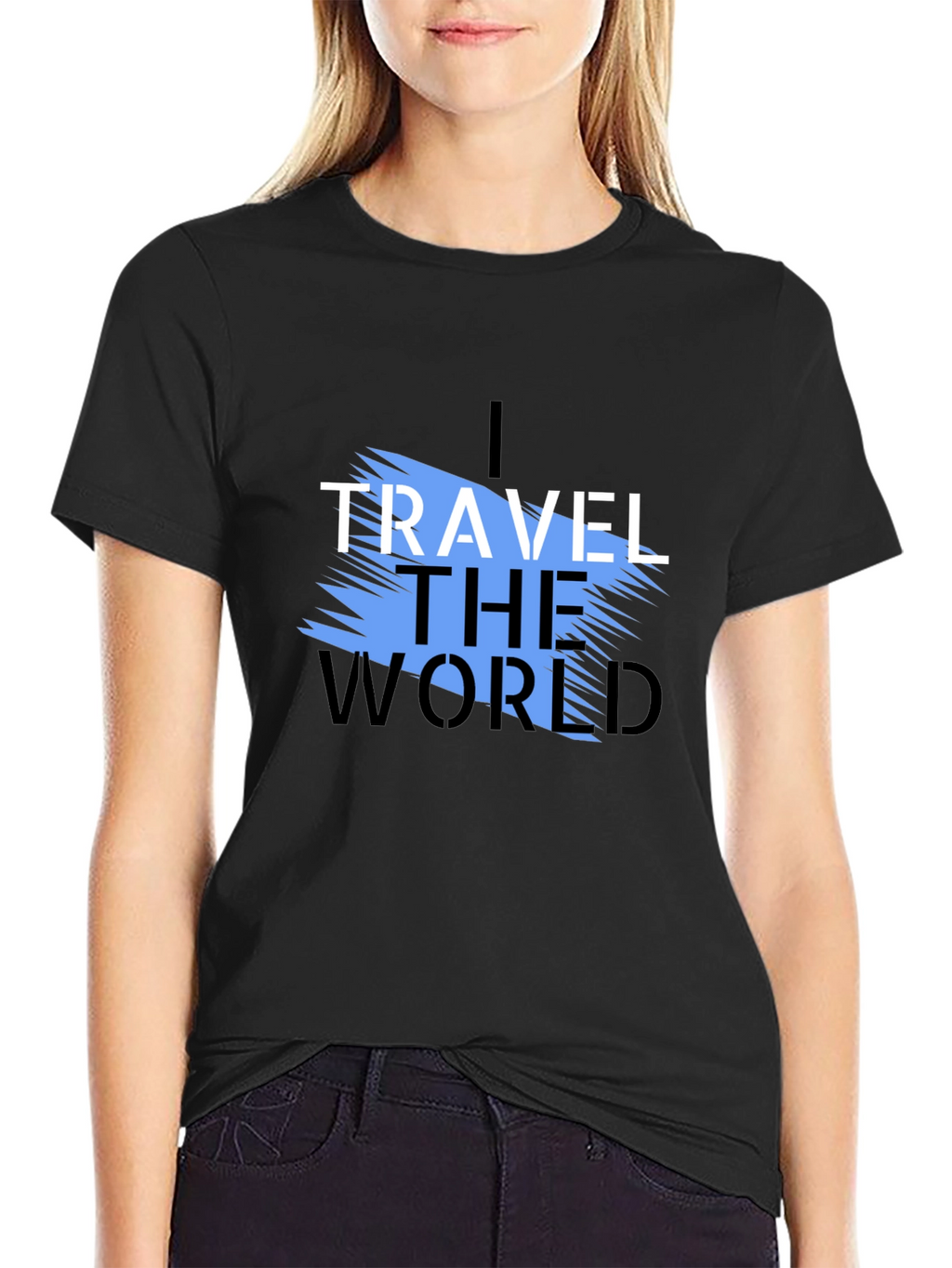 I Travel the World Graphic T-Shirt - Black