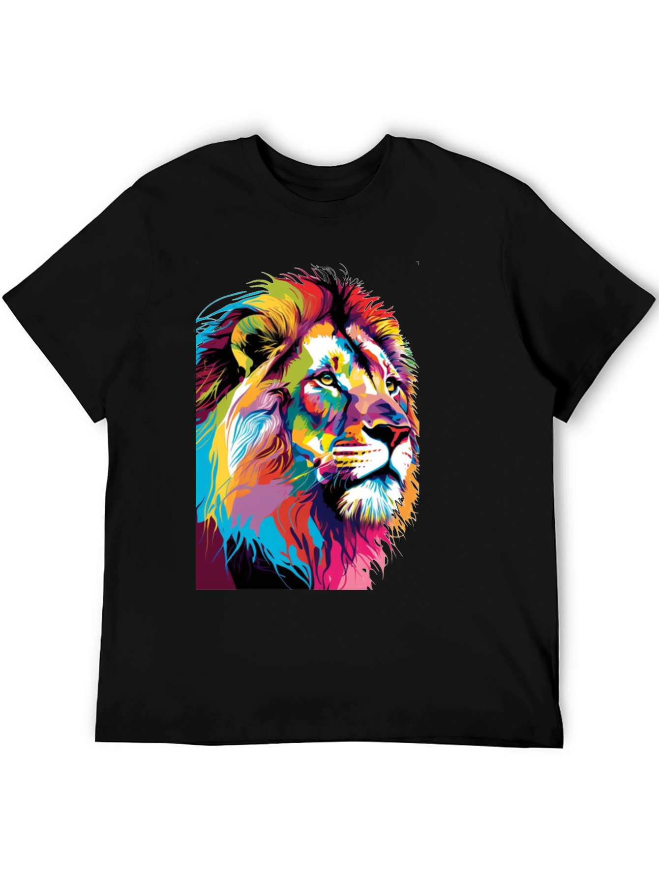 Colorful Lion Graphic Print T-Shirt