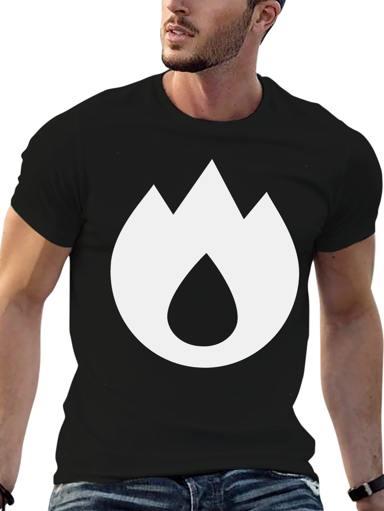 Mountain Flame Graphic Tee - Black Cotton Blend