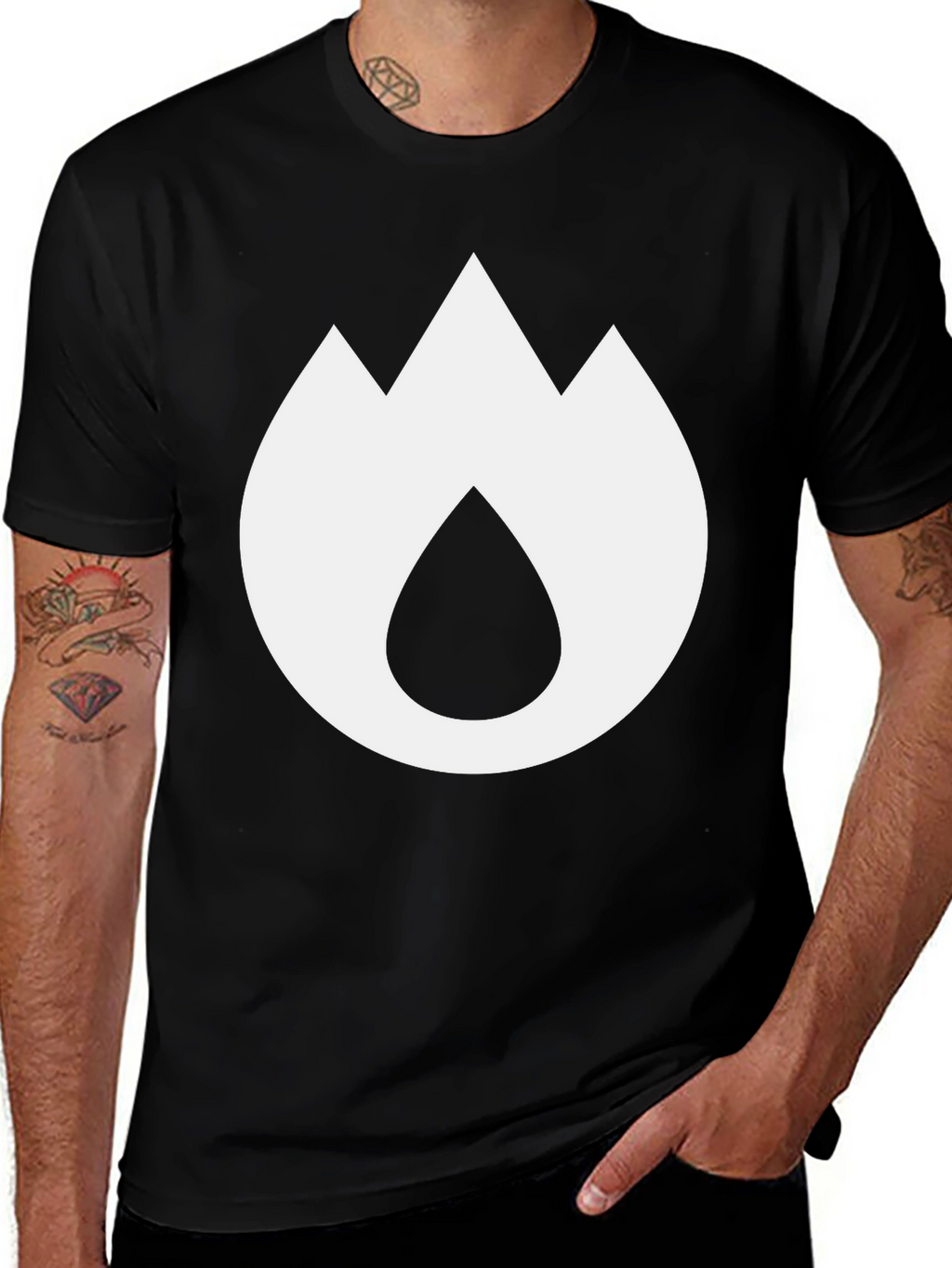 Mountain Flame Graphic Tee - Black Cotton Blend