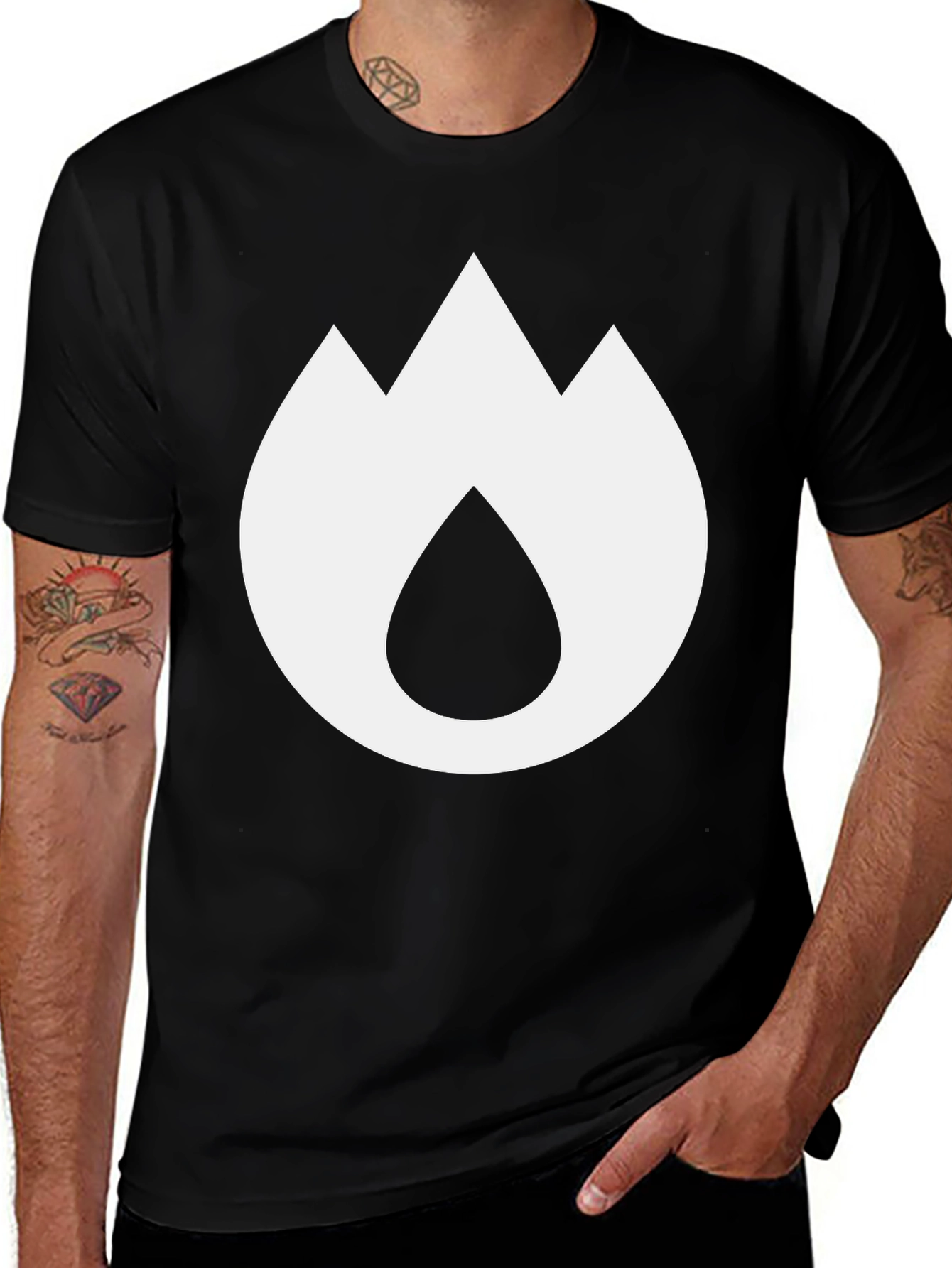 Mountain Flame Graphic Tee - Black Cotton Blend