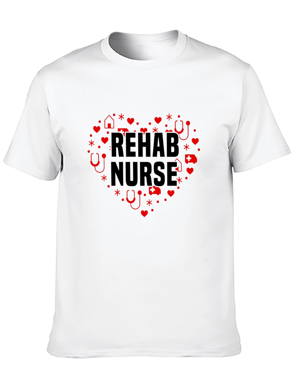 Rehab Nurse Heart Graphic Black T-Shirt