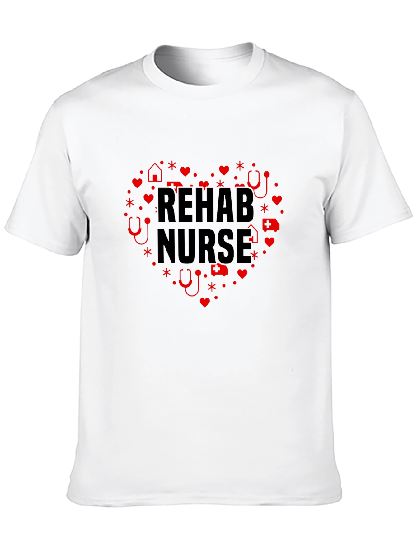 Rehab Nurse Heart Graphic Black T-Shirt