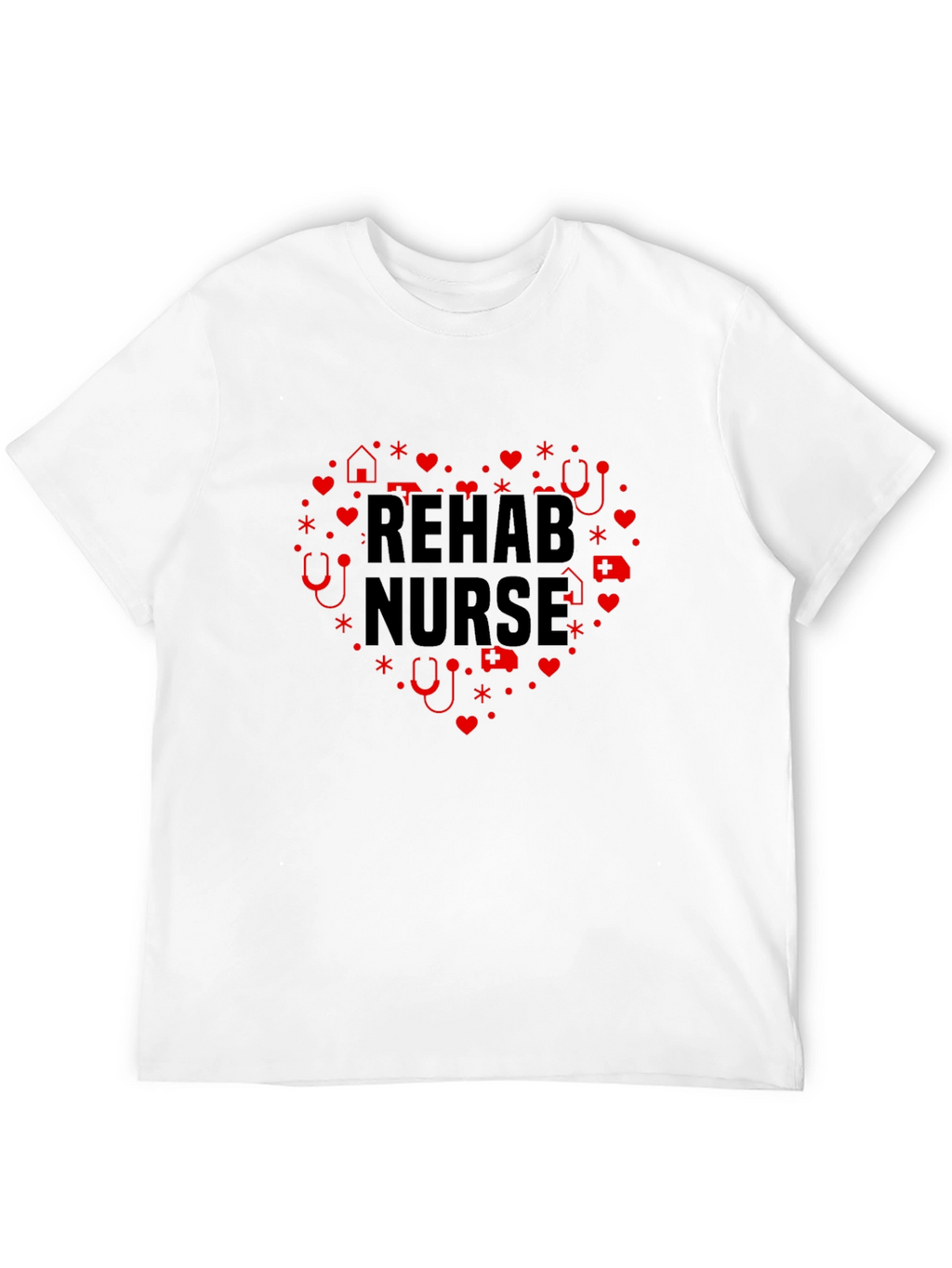 Rehab Nurse Heart Graphic Black T-Shirt