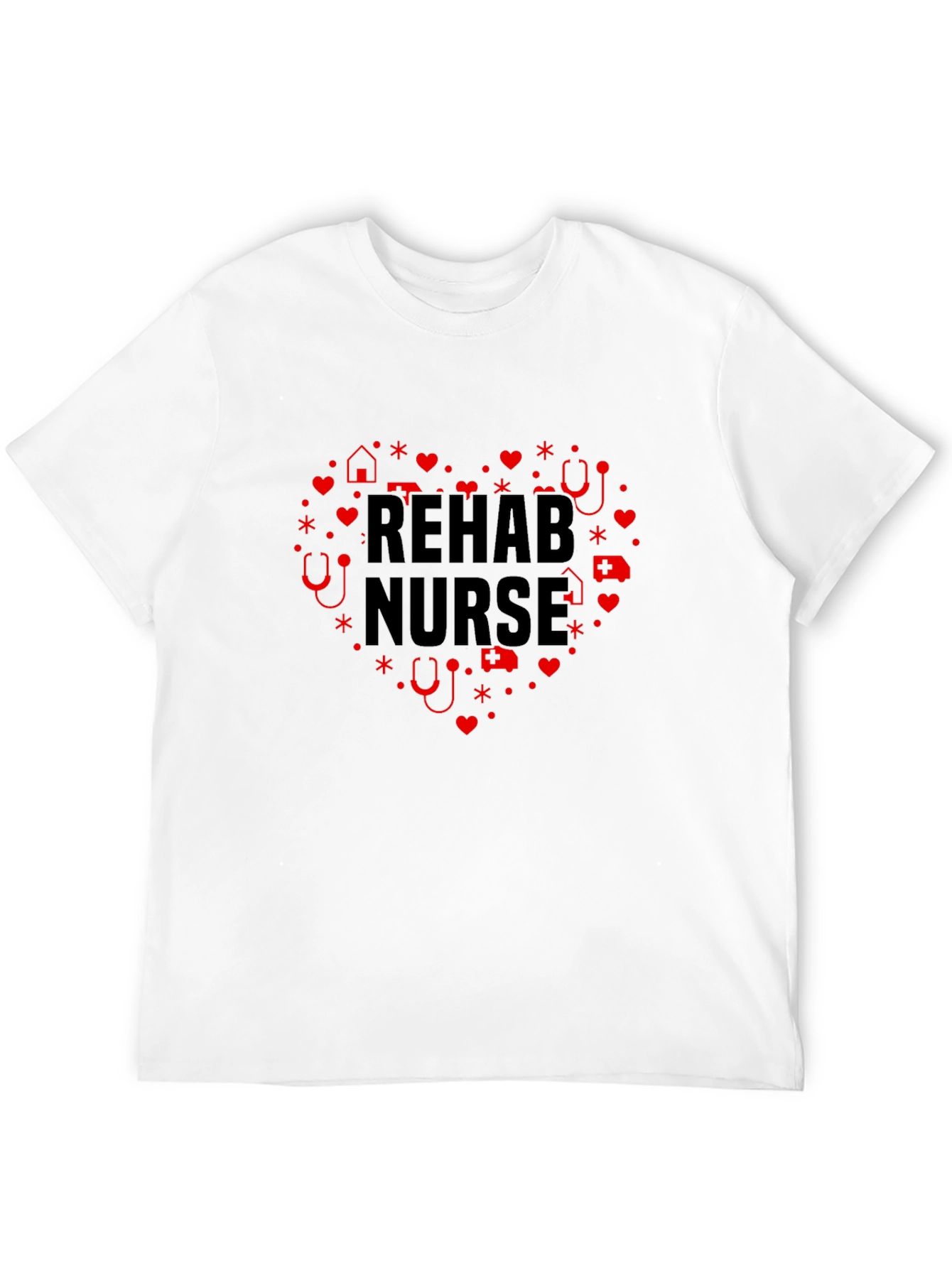 Rehab Nurse Heart Graphic Black T-Shirt