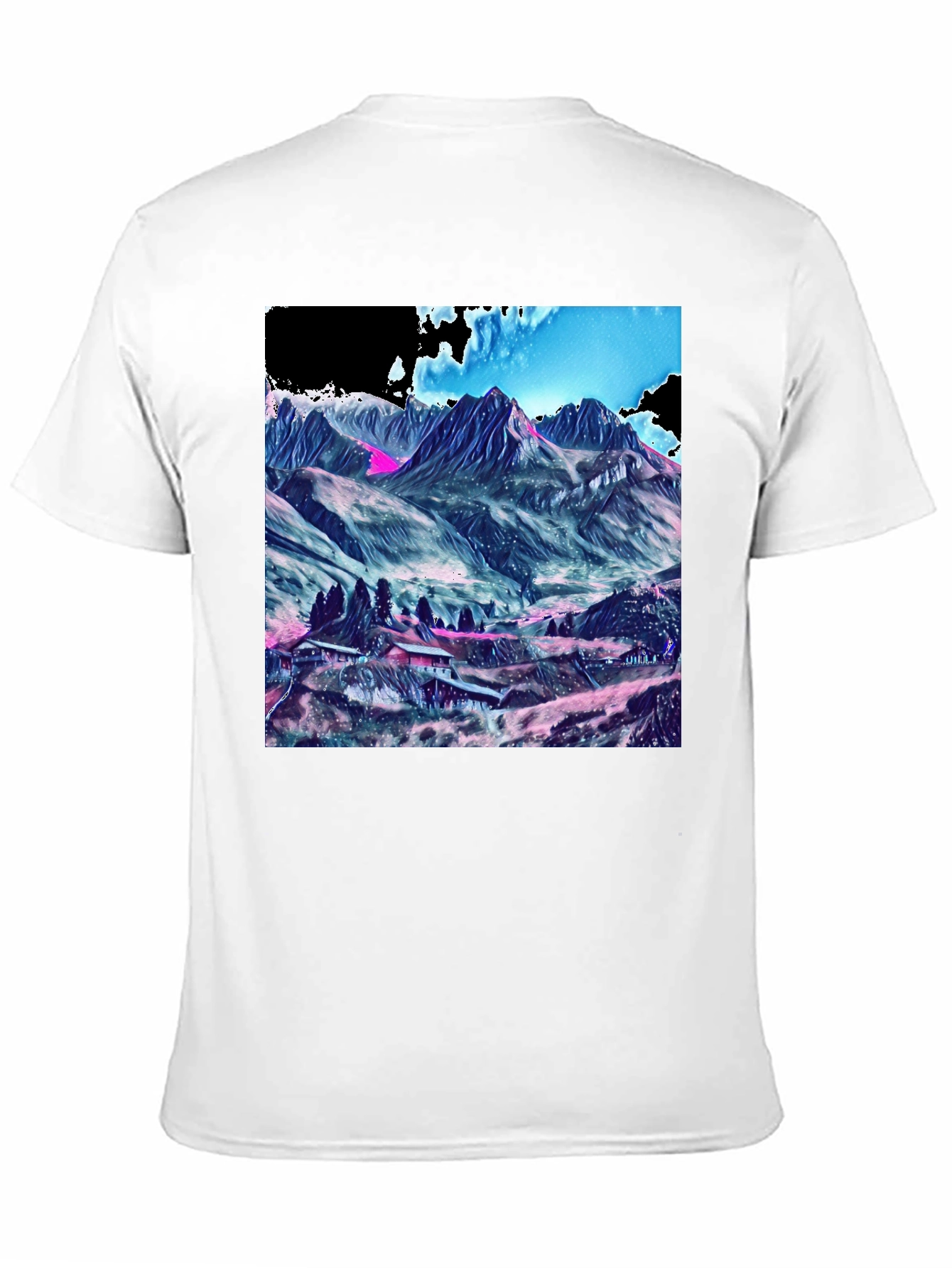 Mountains Graphic Tee - Stylish Black Cotton T-Shirt