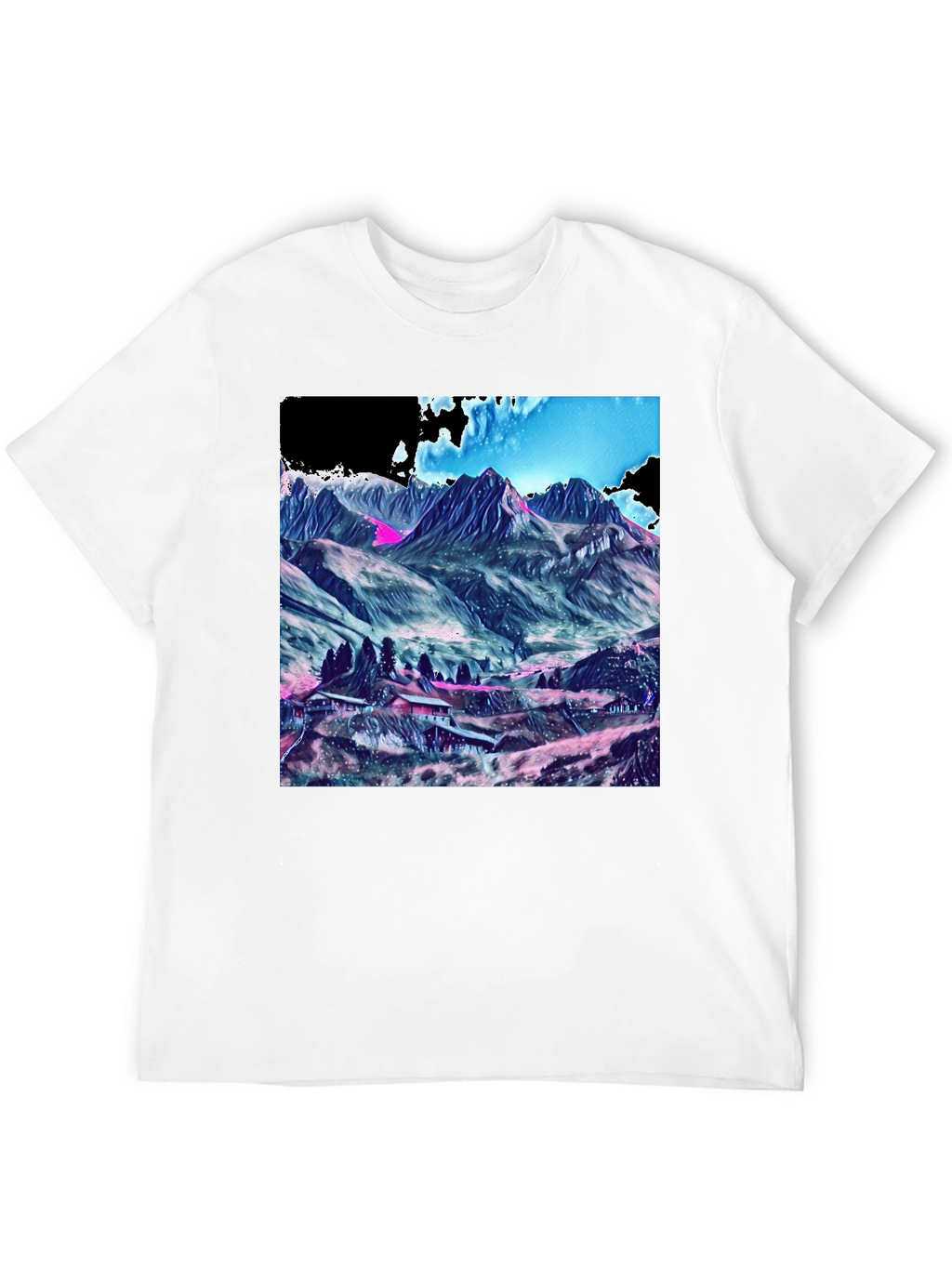 Mountains Graphic Tee - Stylish Black Cotton T-Shirt