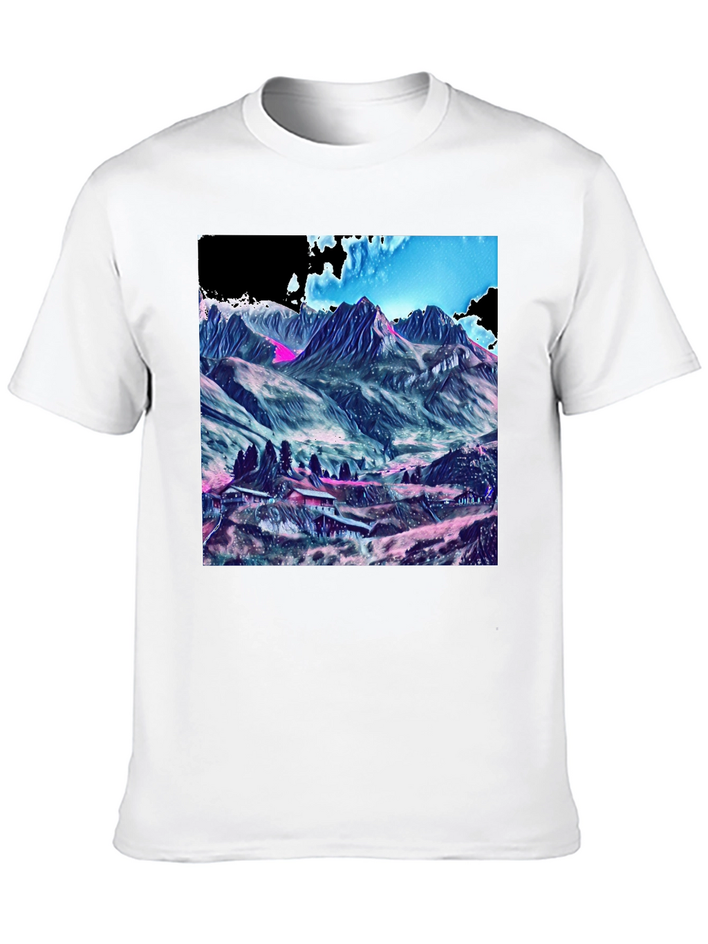 Mountains Graphic Tee - Stylish Black Cotton T-Shirt