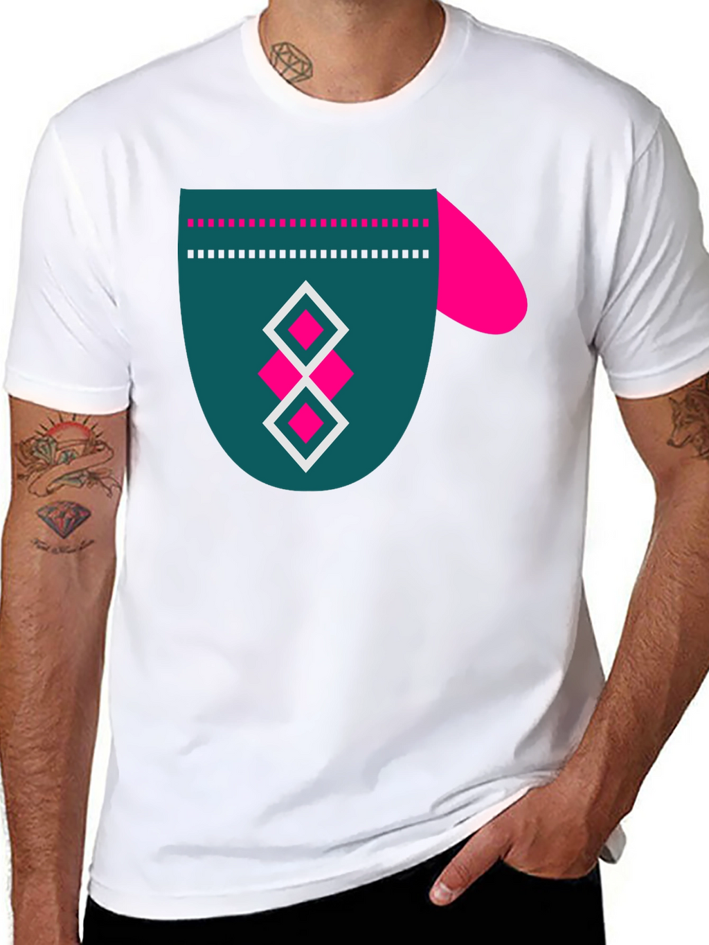 Modern Graphic Tee - Funky Mitten Design