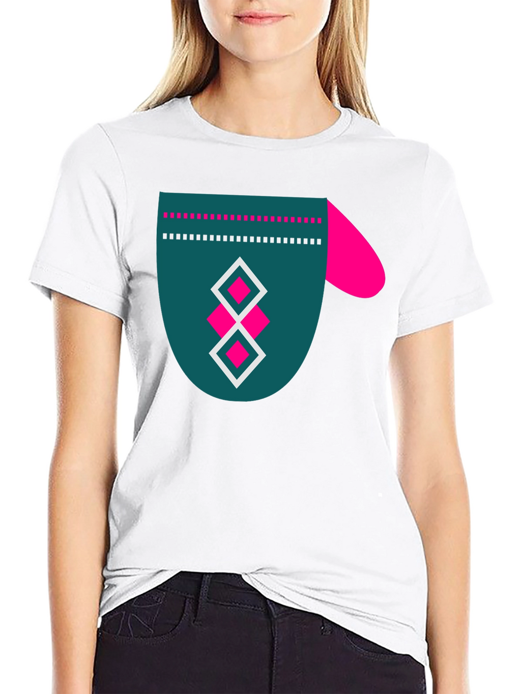 Modern Graphic Tee - Funky Mitten Design